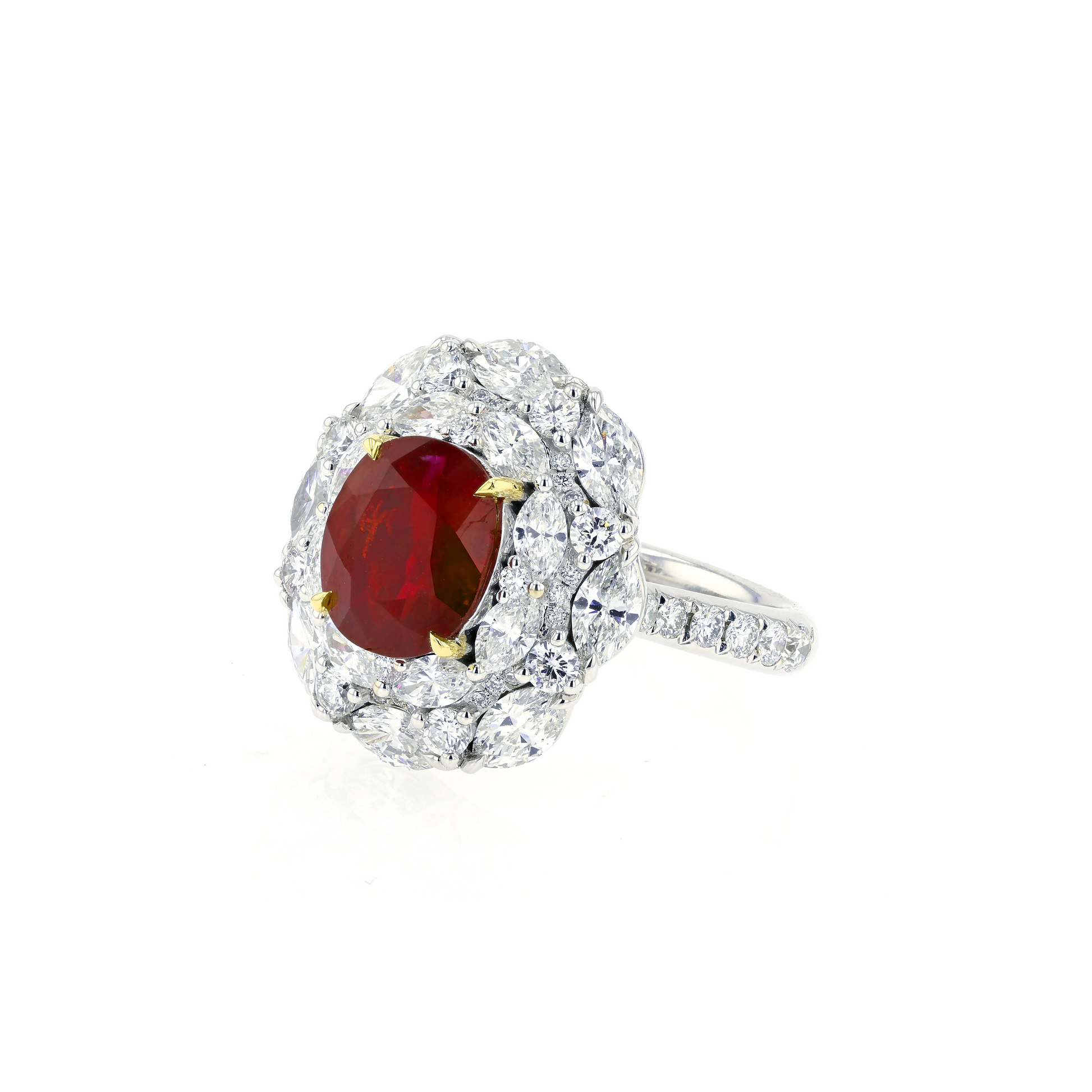 18KG Natural Unheated Vivid Pigeon's Blood Red Ruby Diamond Ring