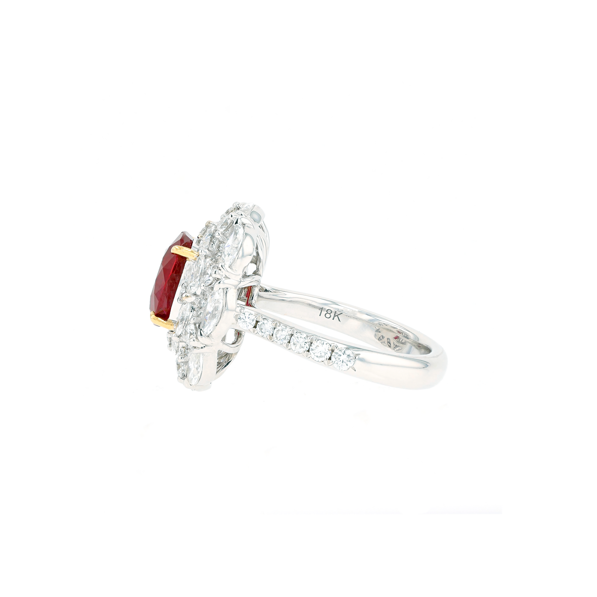 18KG Natural Unheated Vivid Pigeon's Blood Red Ruby Diamond Ring