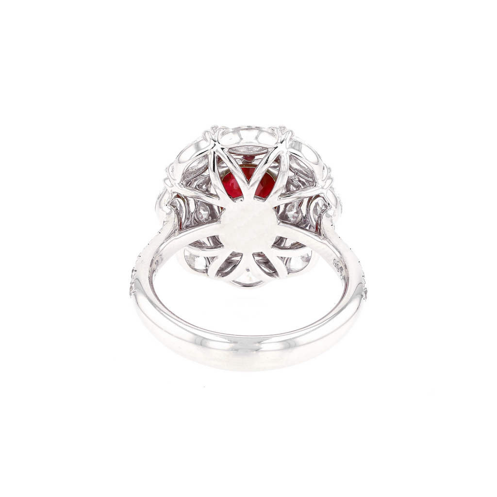 18KG Natural Unheated Vivid Pigeon's Blood Red Ruby Diamond Ring
