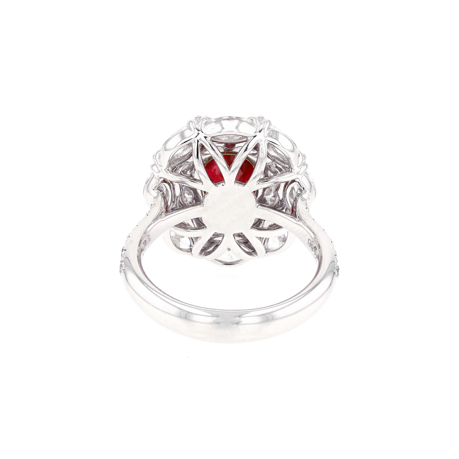 18KG Natural Unheated Vivid Pigeon's Blood Red Ruby Diamond Ring