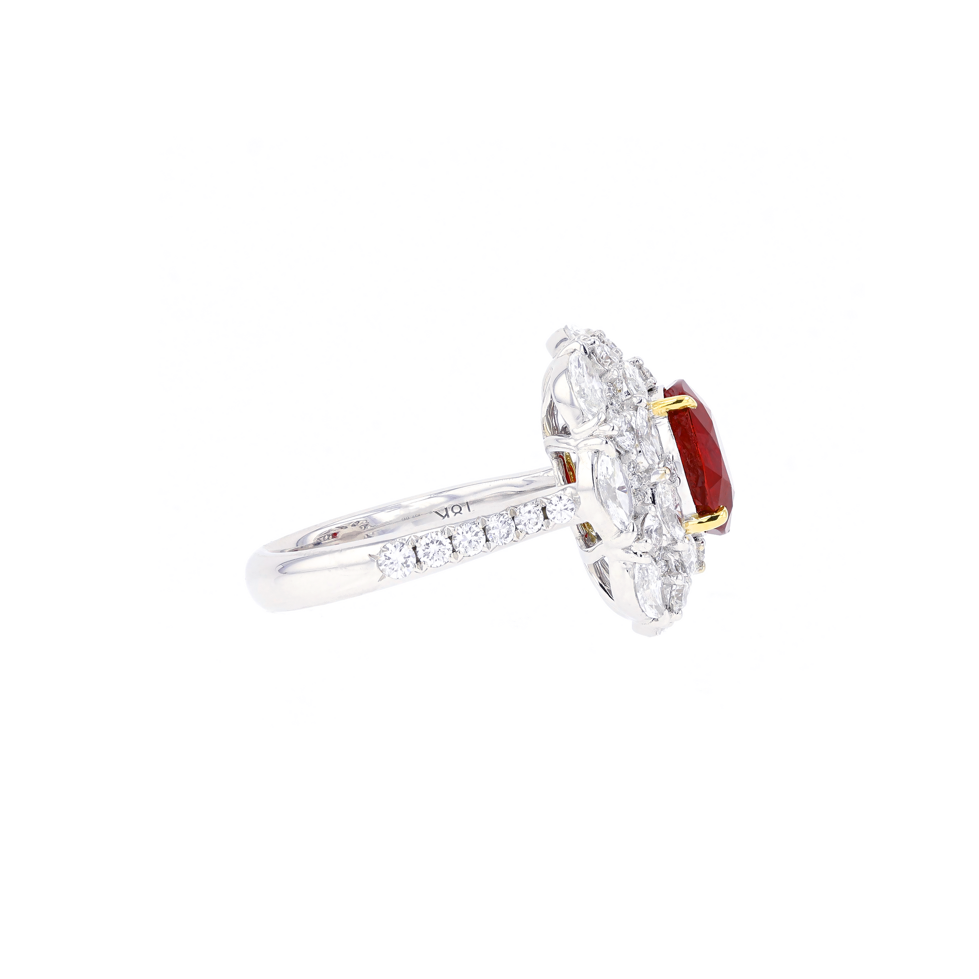 18KG Natural Unheated Vivid Pigeon's Blood Red Ruby Diamond Ring