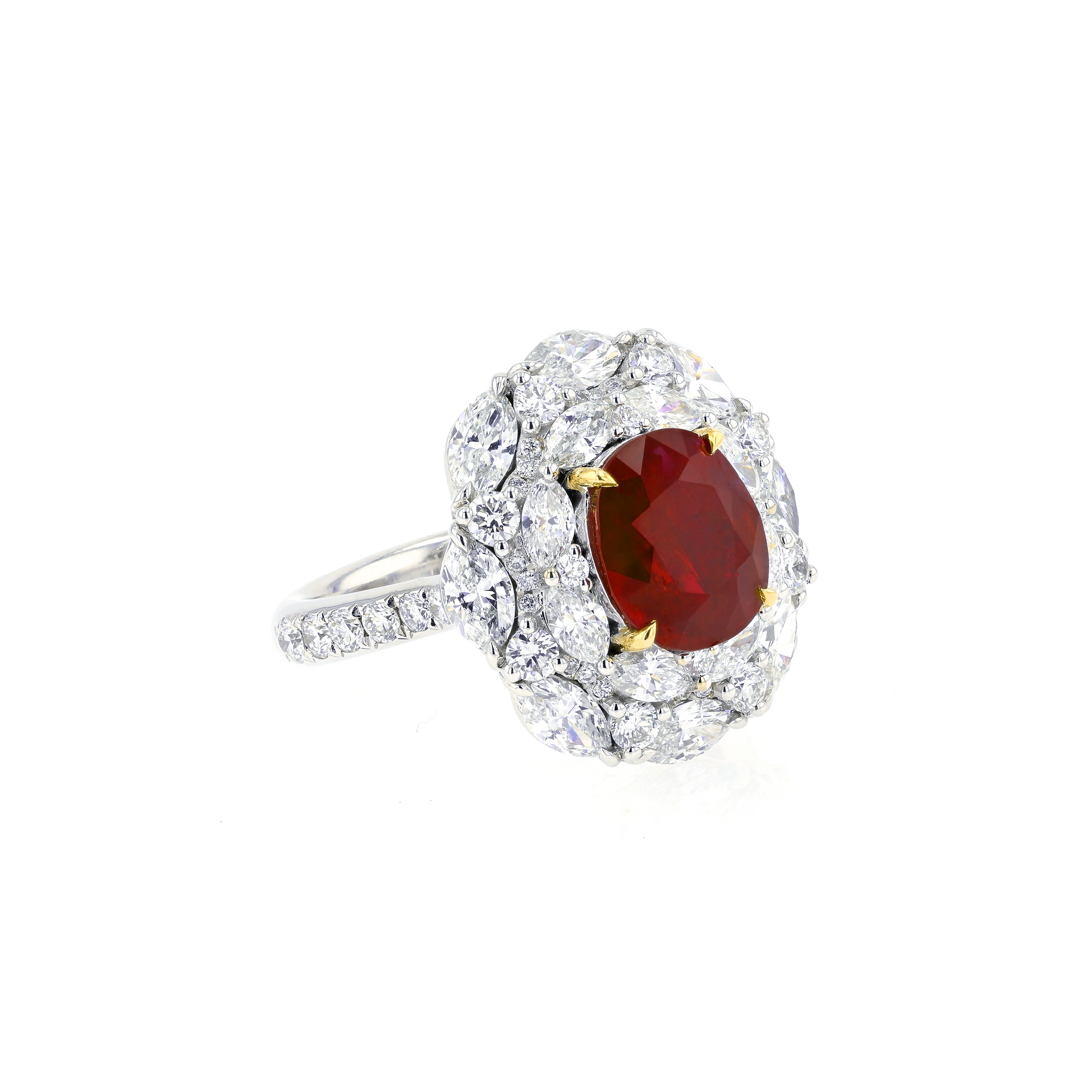 18KG Natural Unheated Vivid Pigeon's Blood Red Ruby Diamond Ring