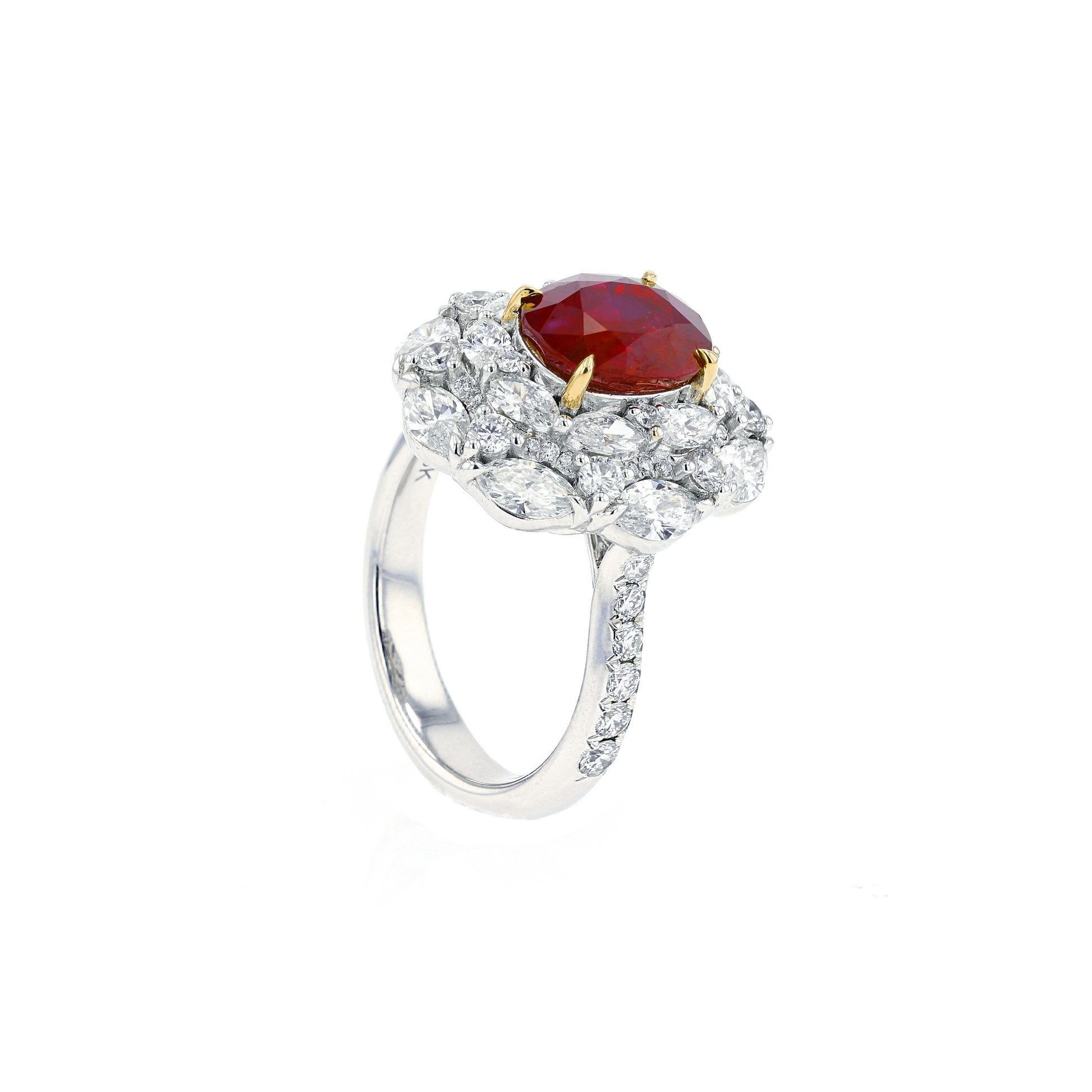 18KG Natural Unheated Vivid Pigeon's Blood Red Ruby Diamond Ring