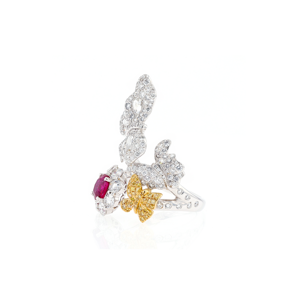 18KG Natural Unheated Vivid Pigeon's Blood Red Ruby Diamond Ring