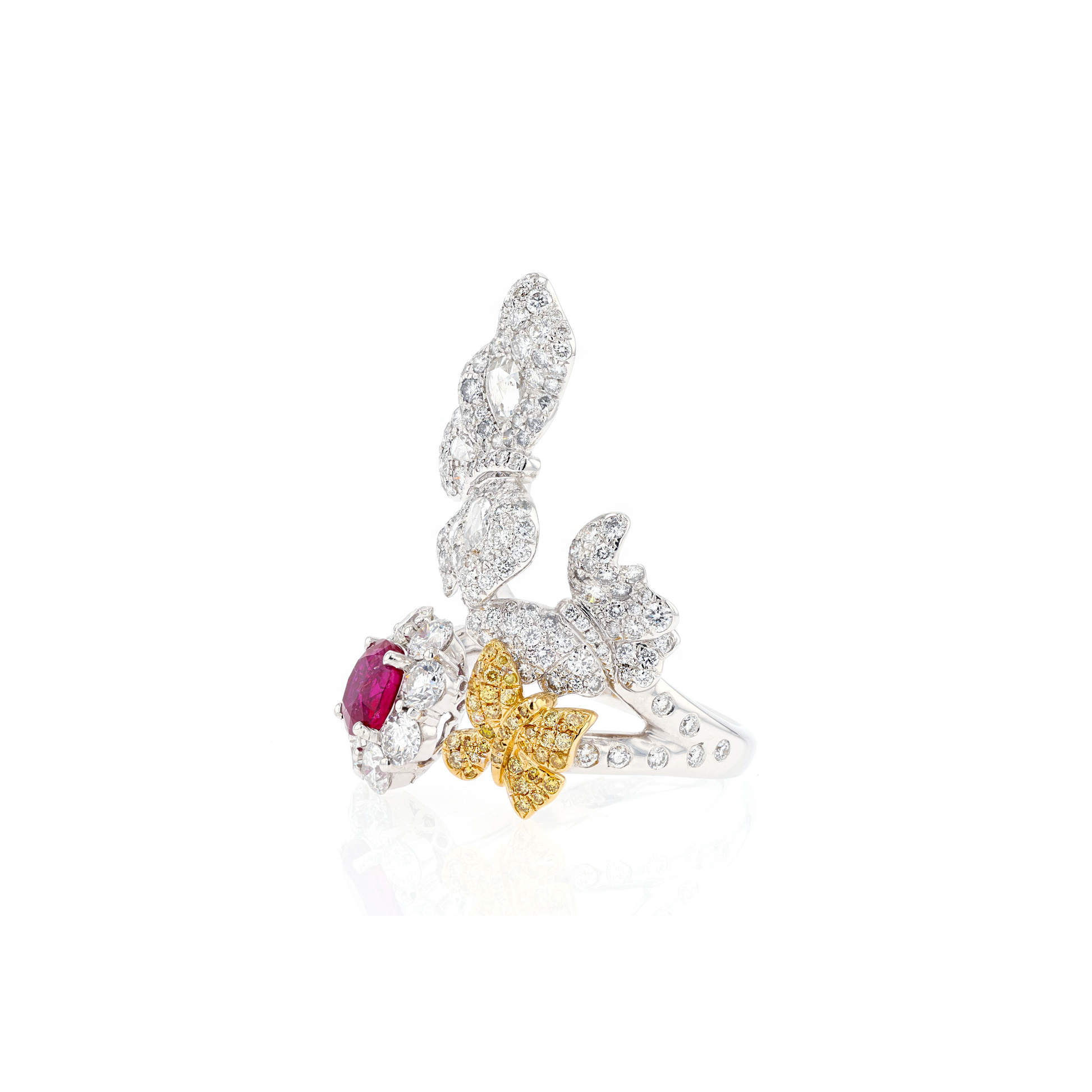 18KG Natural Unheated Vivid Pigeon's Blood Red Ruby Diamond Ring