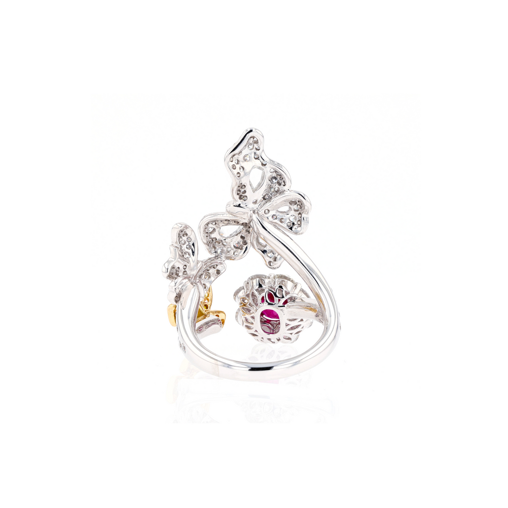 18KG Natural Unheated Vivid Pigeon's Blood Red Ruby Diamond Ring