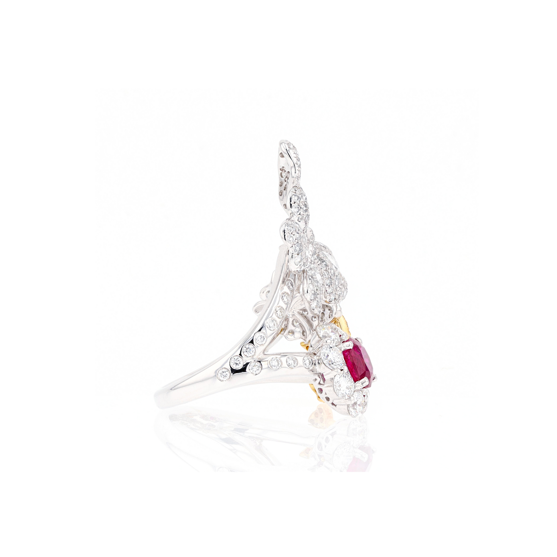 18KG Natural Unheated Vivid Pigeon's Blood Red Ruby Diamond Ring