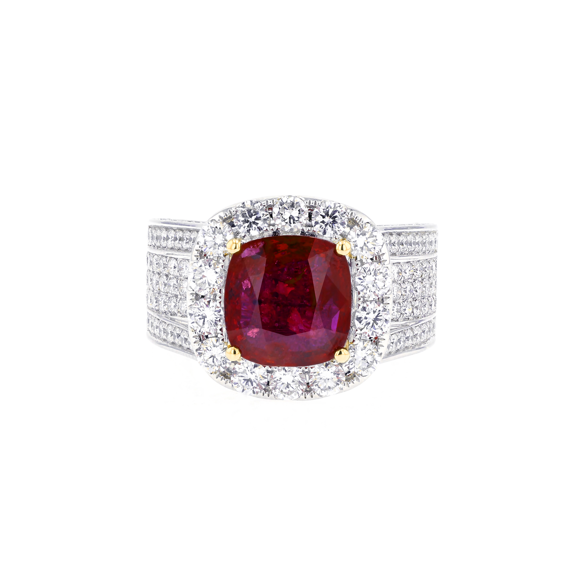 18KG Natural Unheated Vivid Pigeon's Blood Red Ruby Diamond Ring