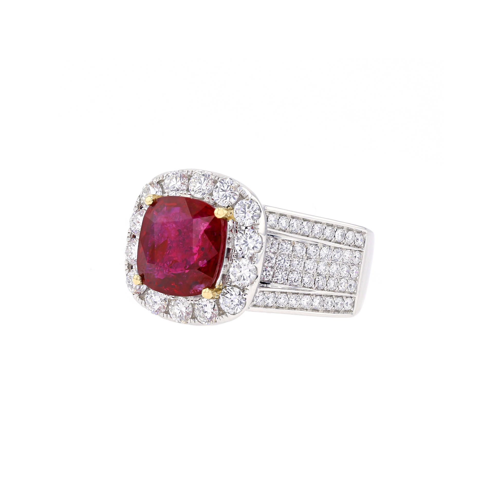 18KG Natural Unheated Vivid Pigeon's Blood Red Ruby Diamond Ring