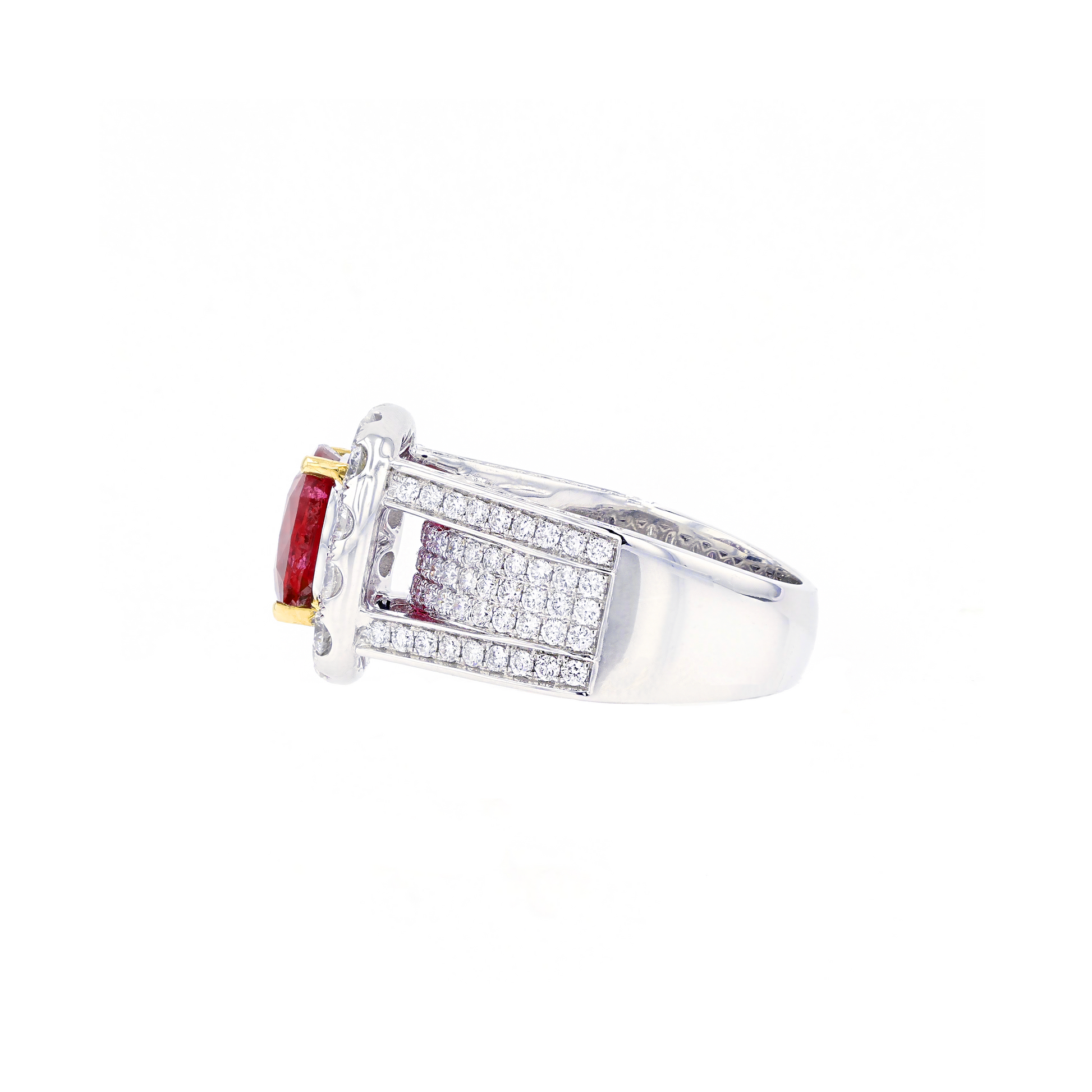 18KG Natural Unheated Vivid Pigeon's Blood Red Ruby Diamond Ring