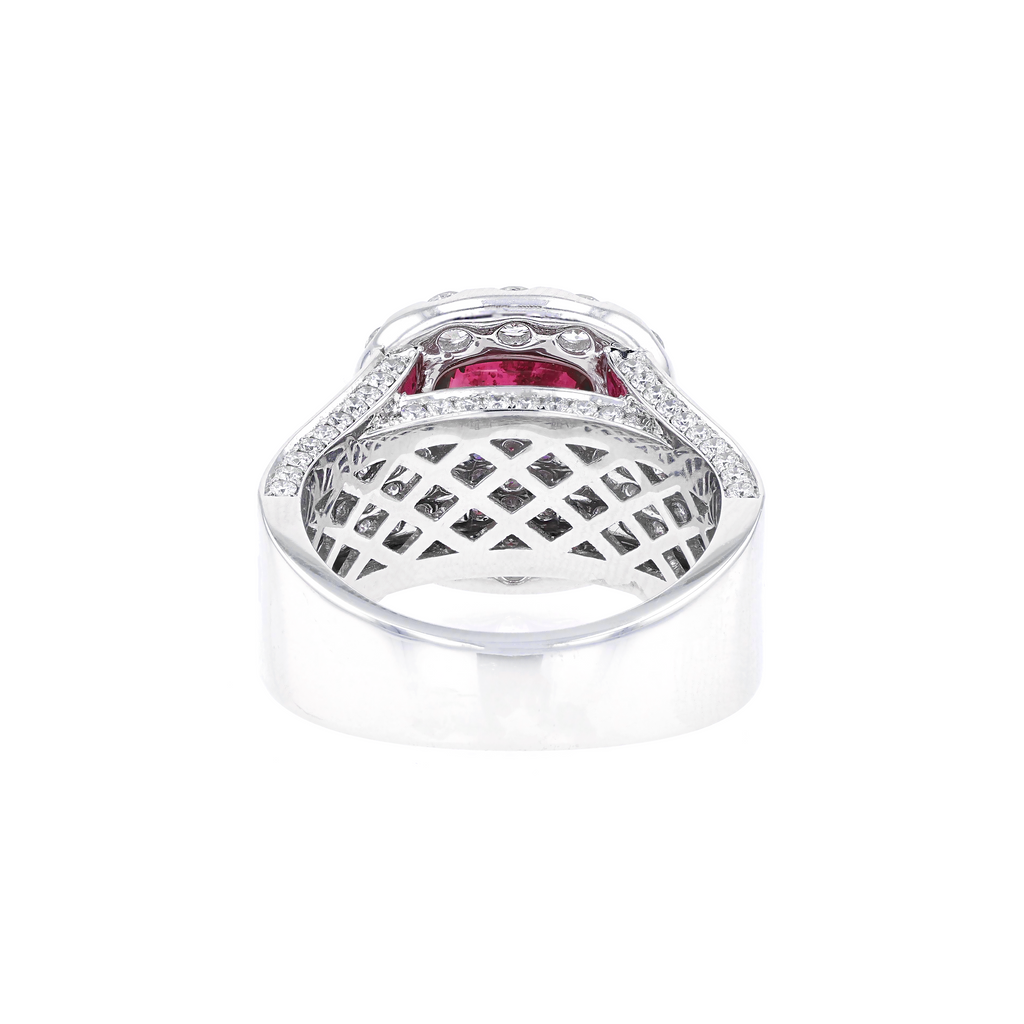 18KG Natural Unheated Vivid Pigeon's Blood Red Ruby Diamond Ring