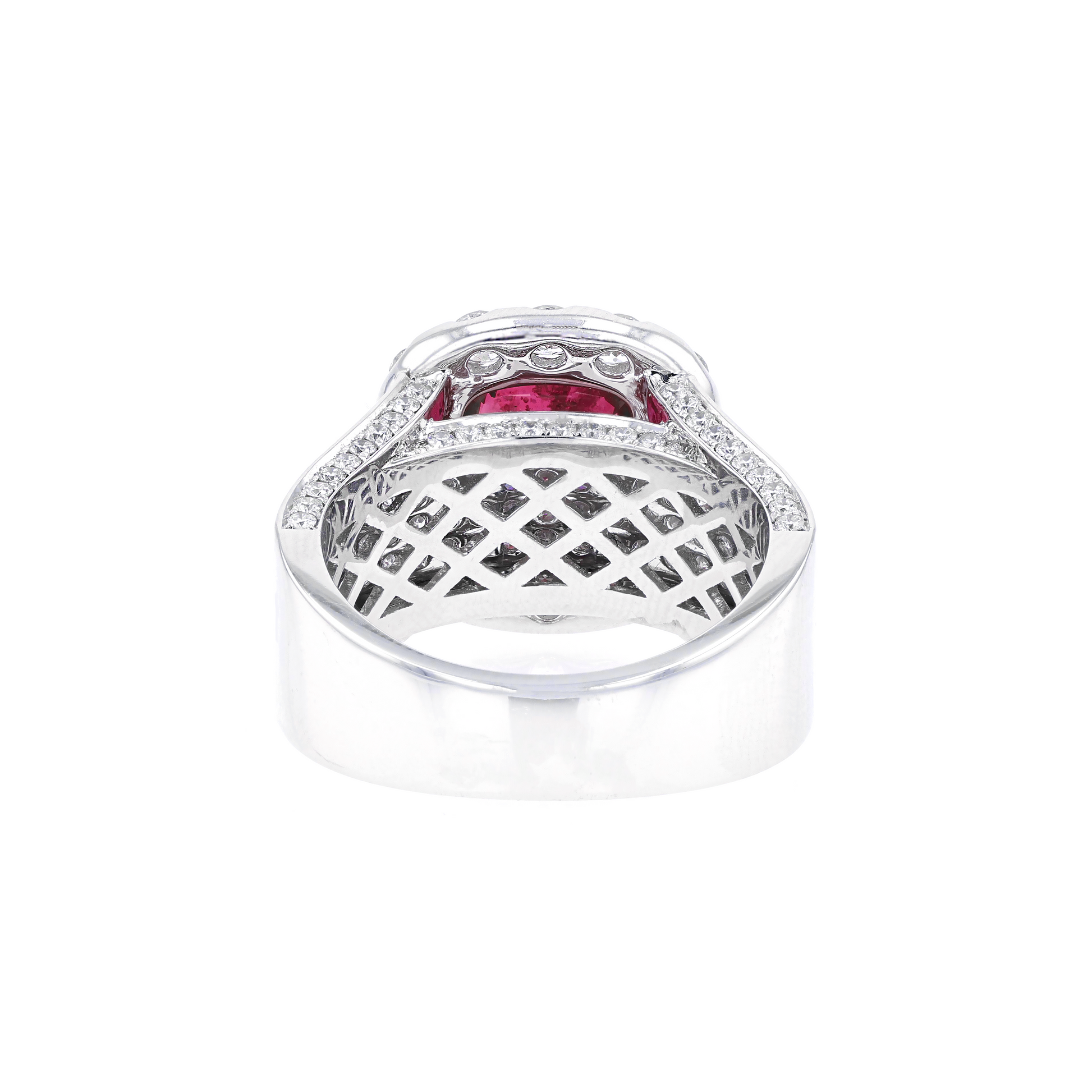 18KG Natural Unheated Vivid Pigeon's Blood Red Ruby Diamond Ring