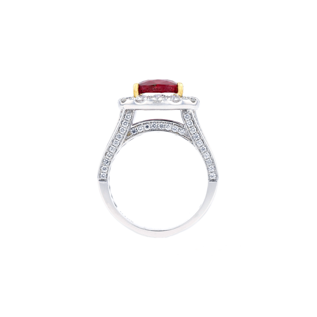 18KG Natural Unheated Vivid Pigeon's Blood Red Ruby Diamond Ring