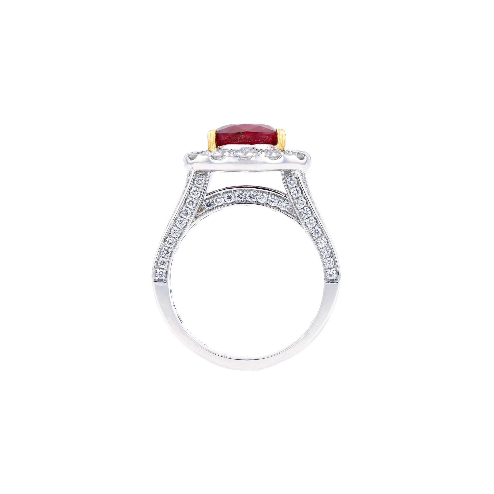 18KG Natural Unheated Vivid Pigeon's Blood Red Ruby Diamond Ring