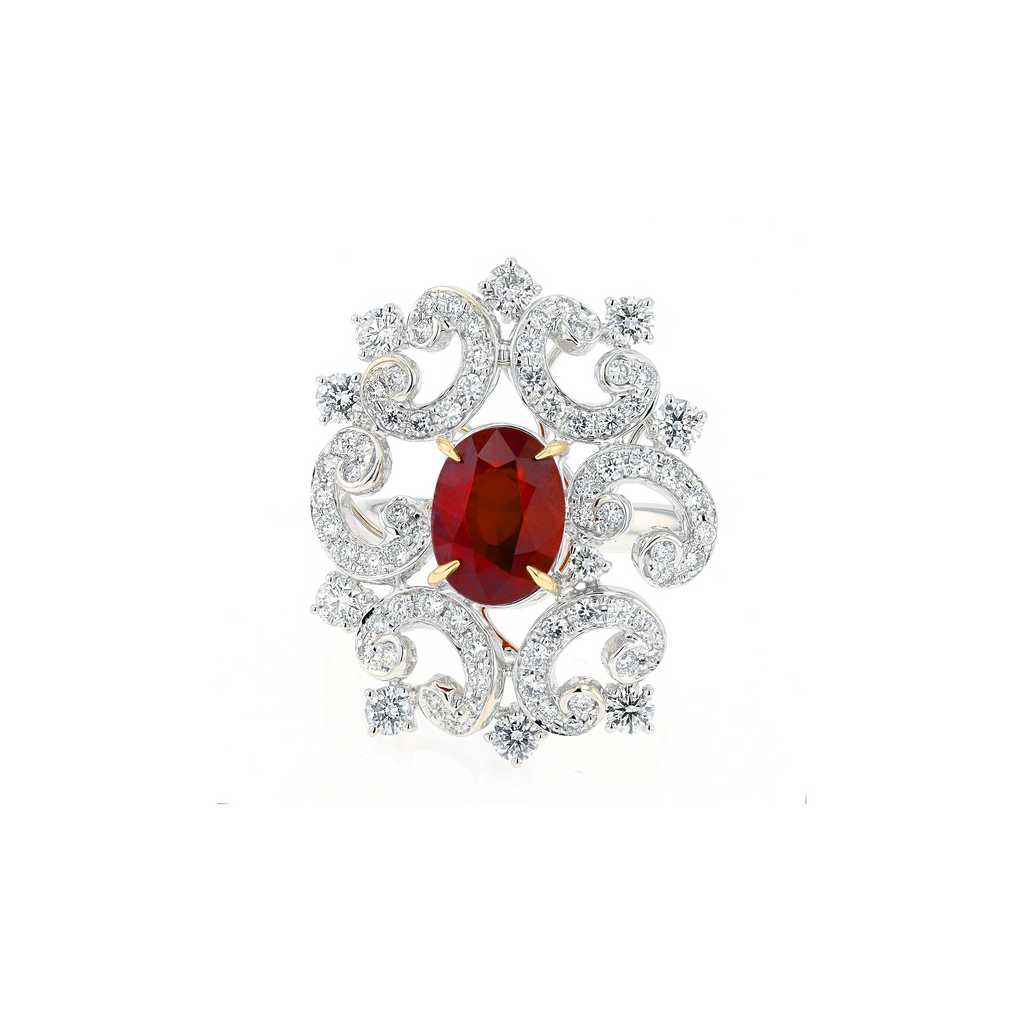 18KG Natural Unheated Vivid Pigeon's Blood Red Ruby Diamond Ring