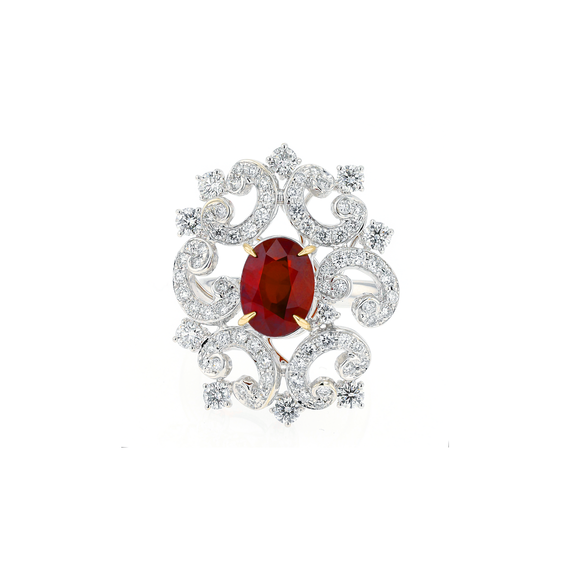 18KG Natural Unheated Vivid Pigeon's Blood Red Ruby Diamond Ring