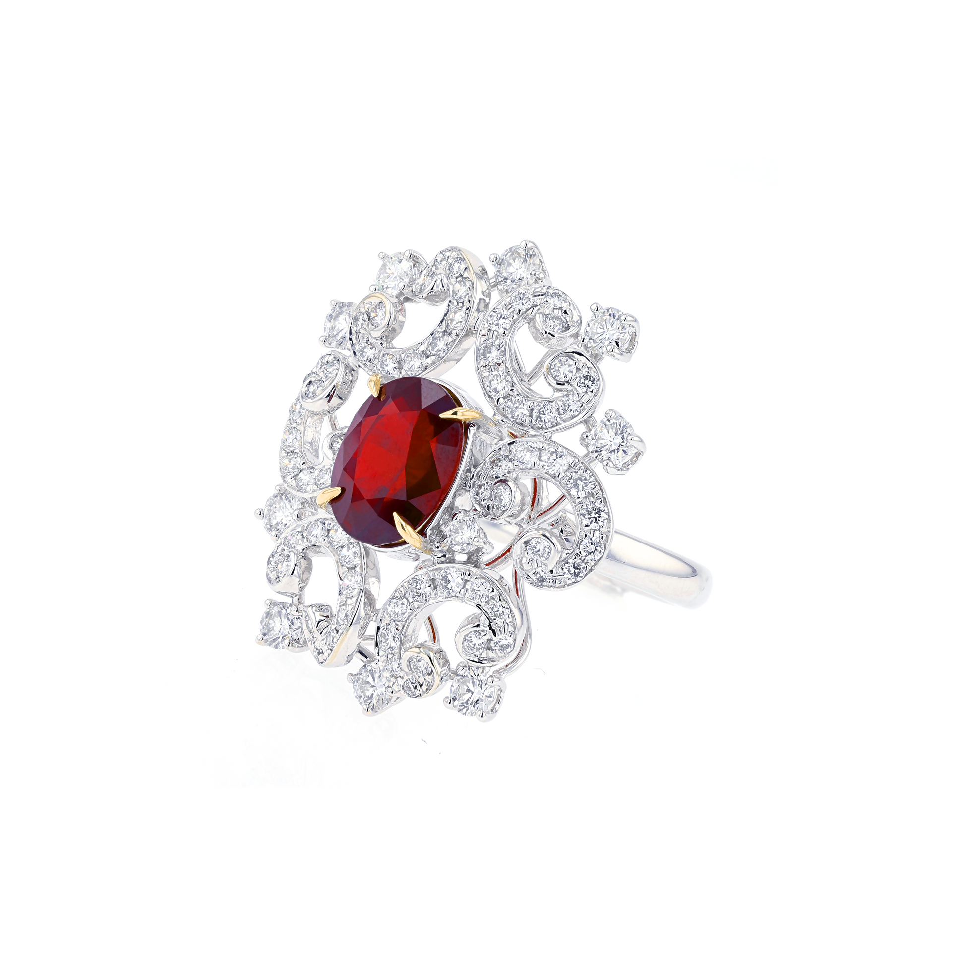 18KG Natural Unheated Vivid Pigeon's Blood Red Ruby Diamond Ring