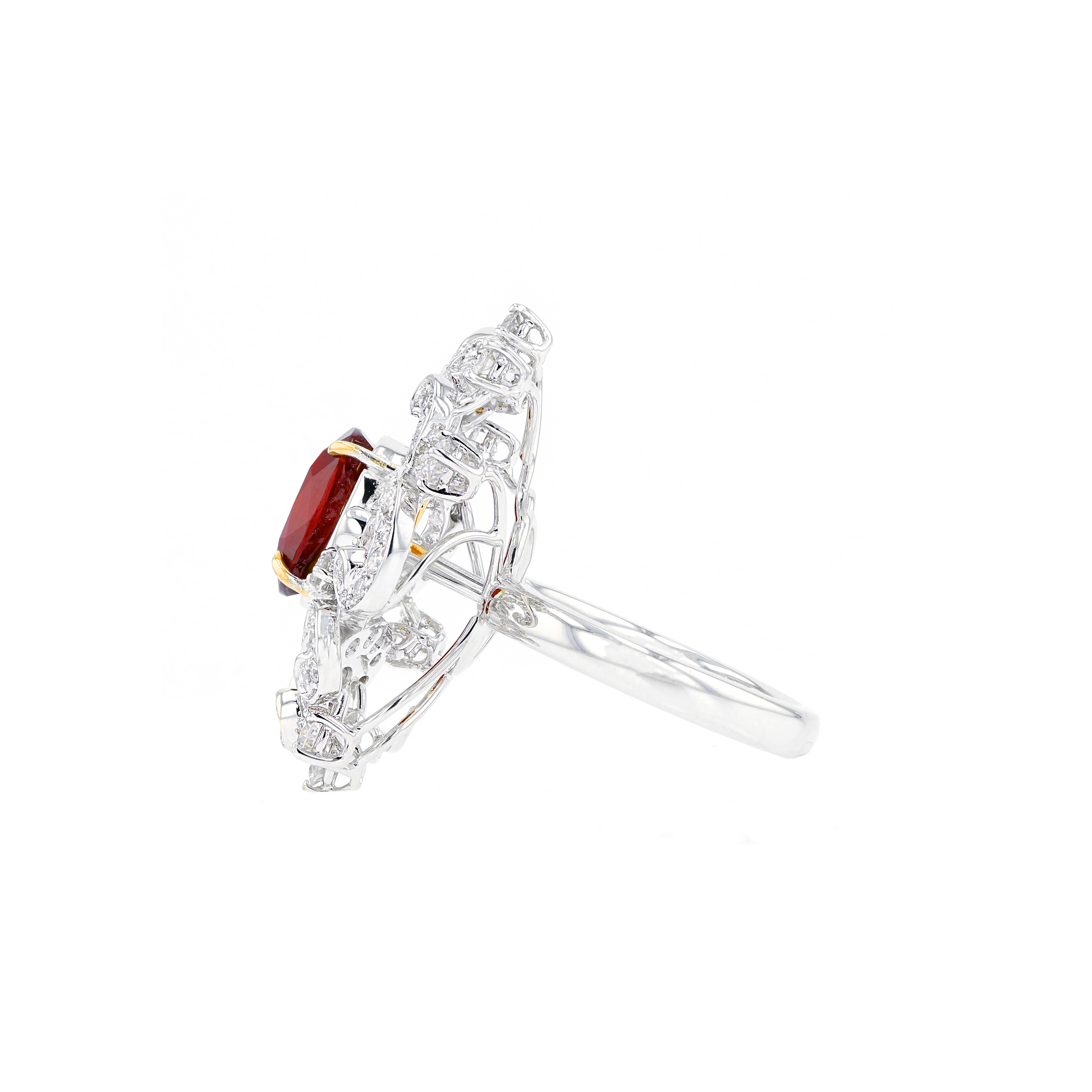 18KG Natural Unheated Vivid Pigeon's Blood Red Ruby Diamond Ring