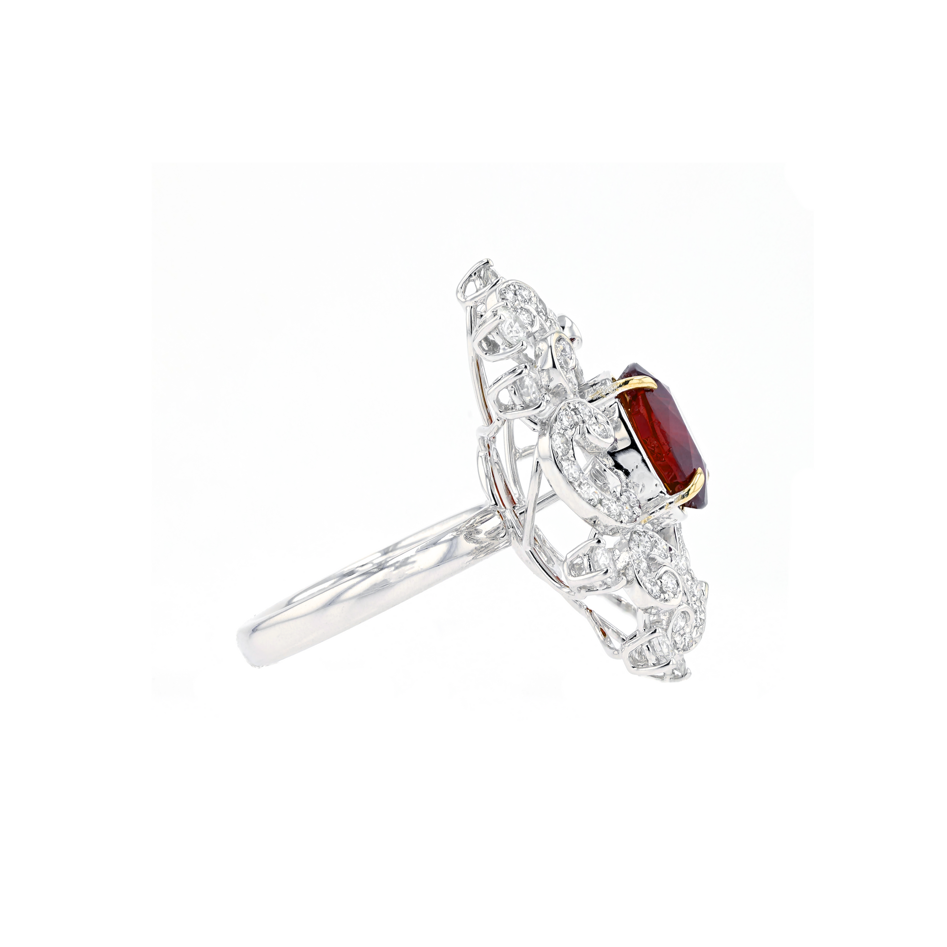 18KG Natural Unheated Vivid Pigeon's Blood Red Ruby Diamond Ring
