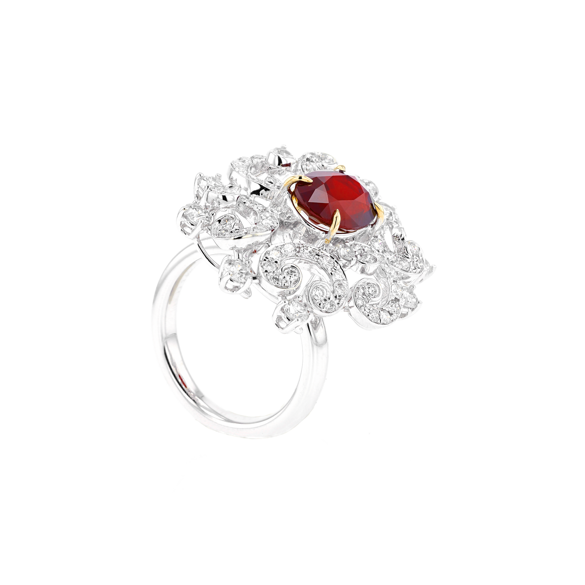 18KG Natural Unheated Vivid Pigeon's Blood Red Ruby Diamond Ring