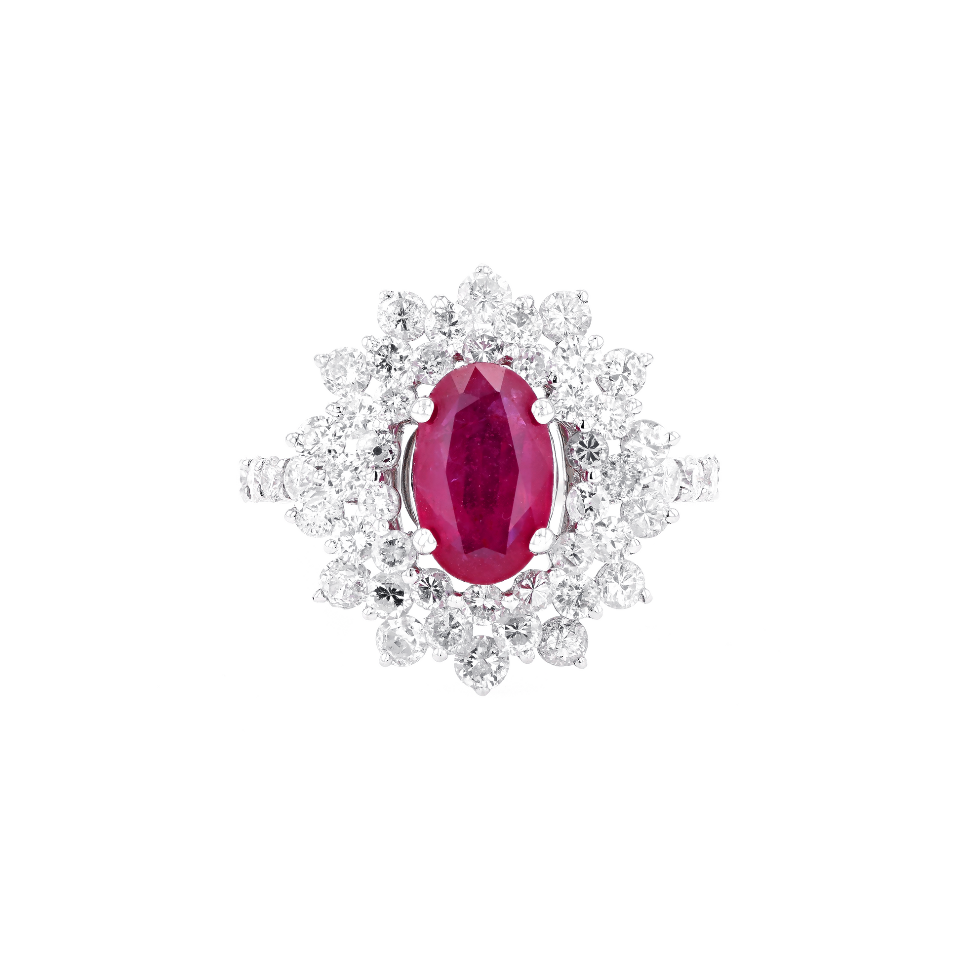 18KG Natural Unheated Red Ruby Diamond Ring