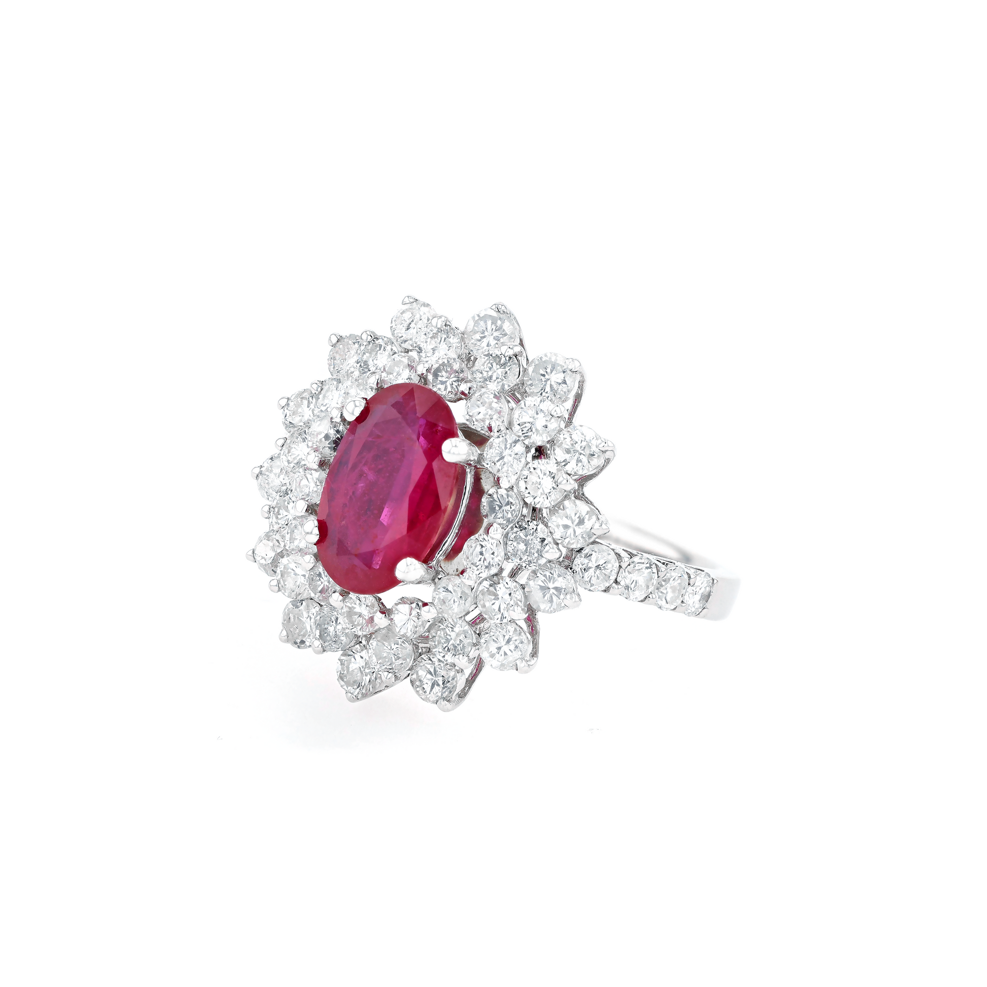 18KG Natural Unheated Red Ruby Diamond Ring
