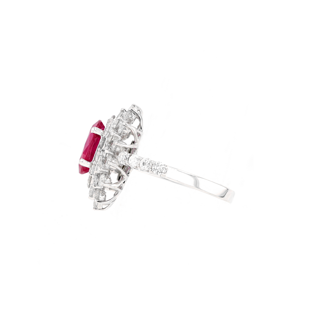 18KG Natural Unheated Red Ruby Diamond Ring