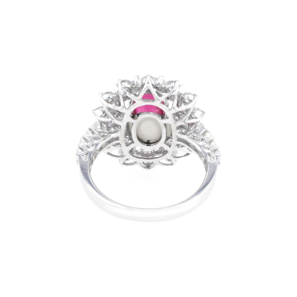 18KG Natural Unheated Red Ruby Diamond Ring