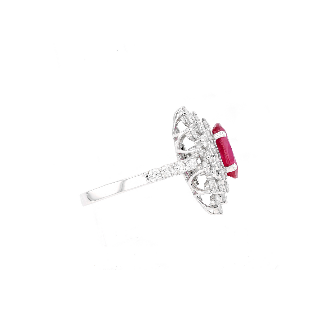 18KG Natural Unheated Red Ruby Diamond Ring