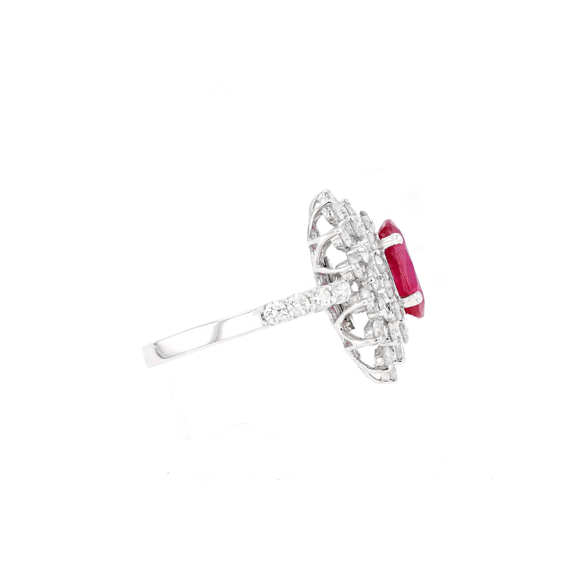 18KG Natural Unheated Red Ruby Diamond Ring