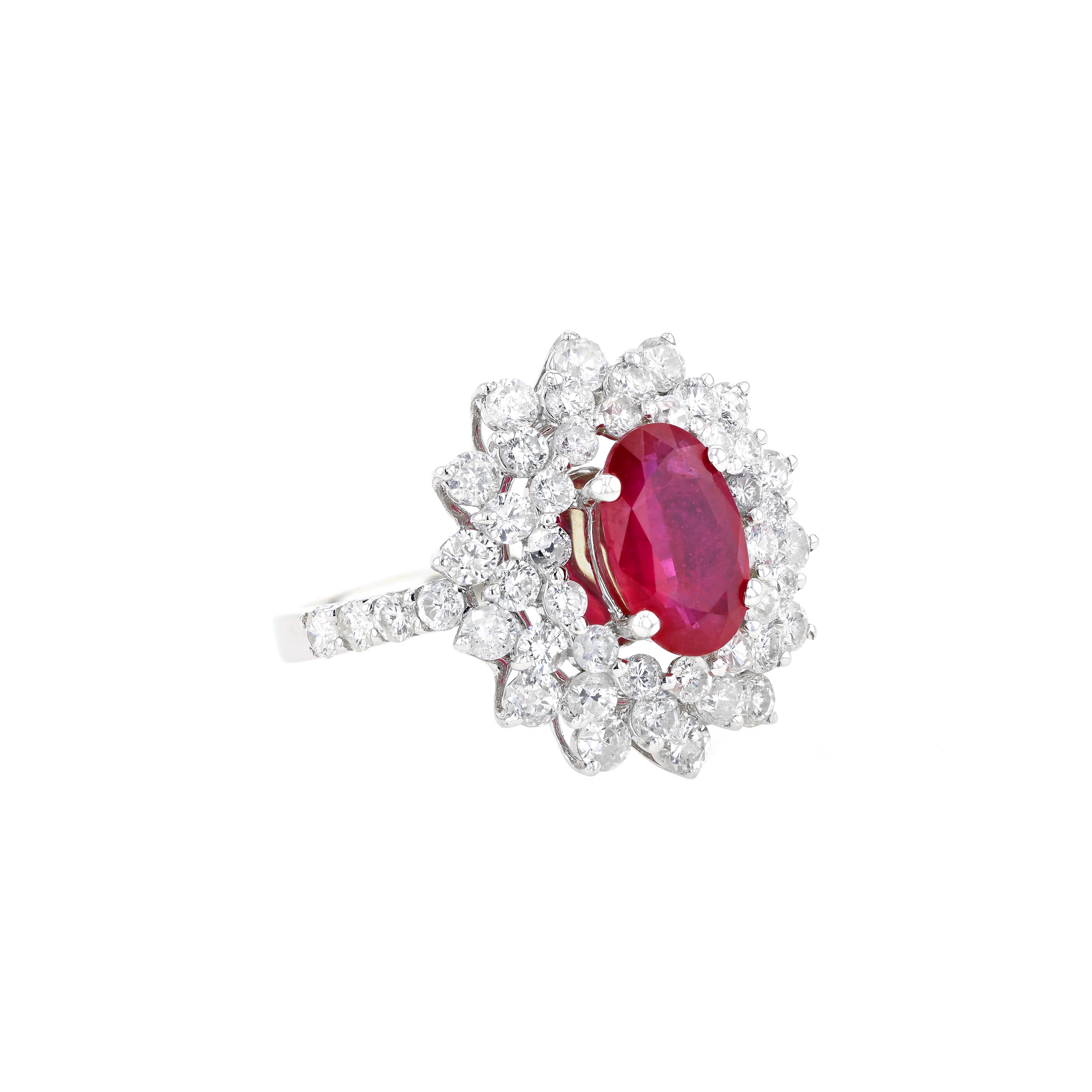 18KG Natural Unheated Red Ruby Diamond Ring