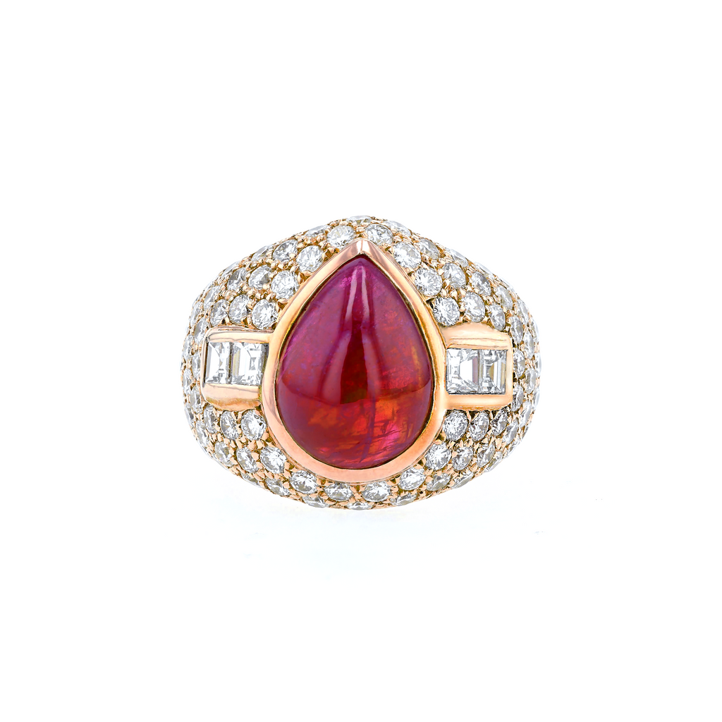 18KG Natural Unheated Red Ruby Diamond Ring