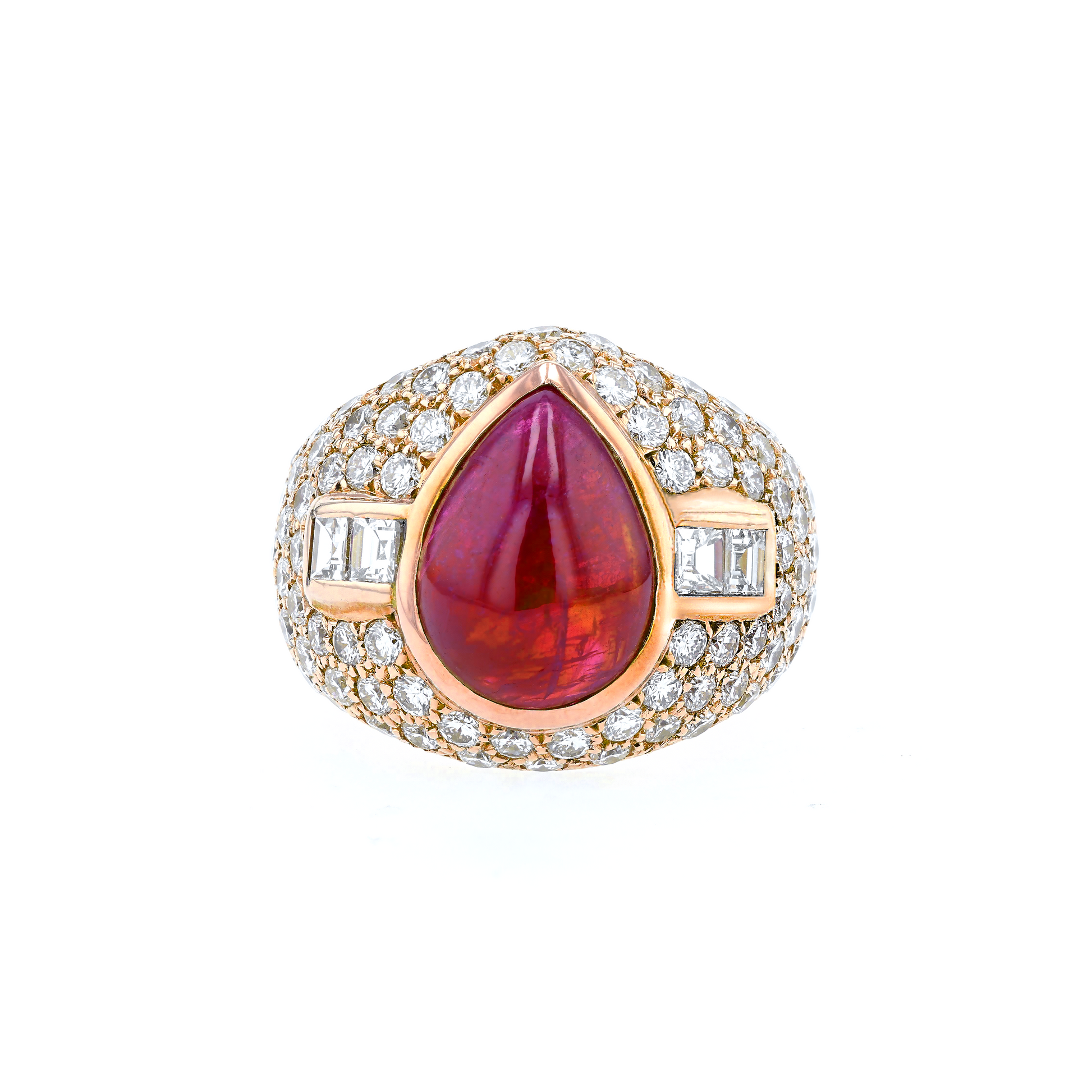 18KG Natural Unheated Red Ruby Diamond Ring