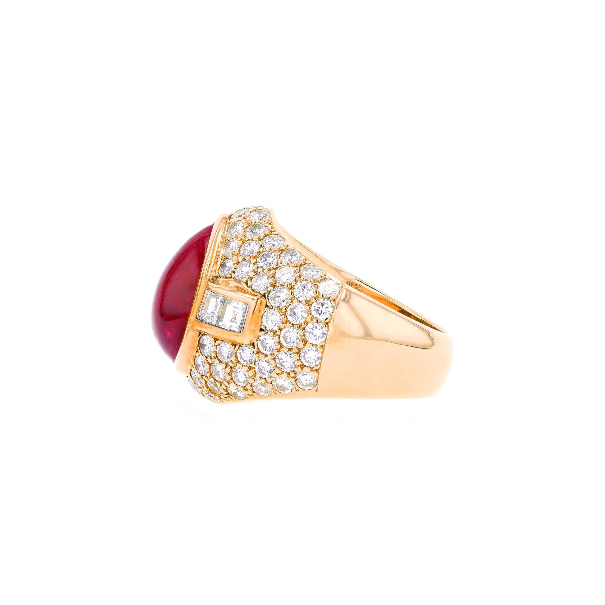 18KG Natural Unheated Red Ruby Diamond Ring