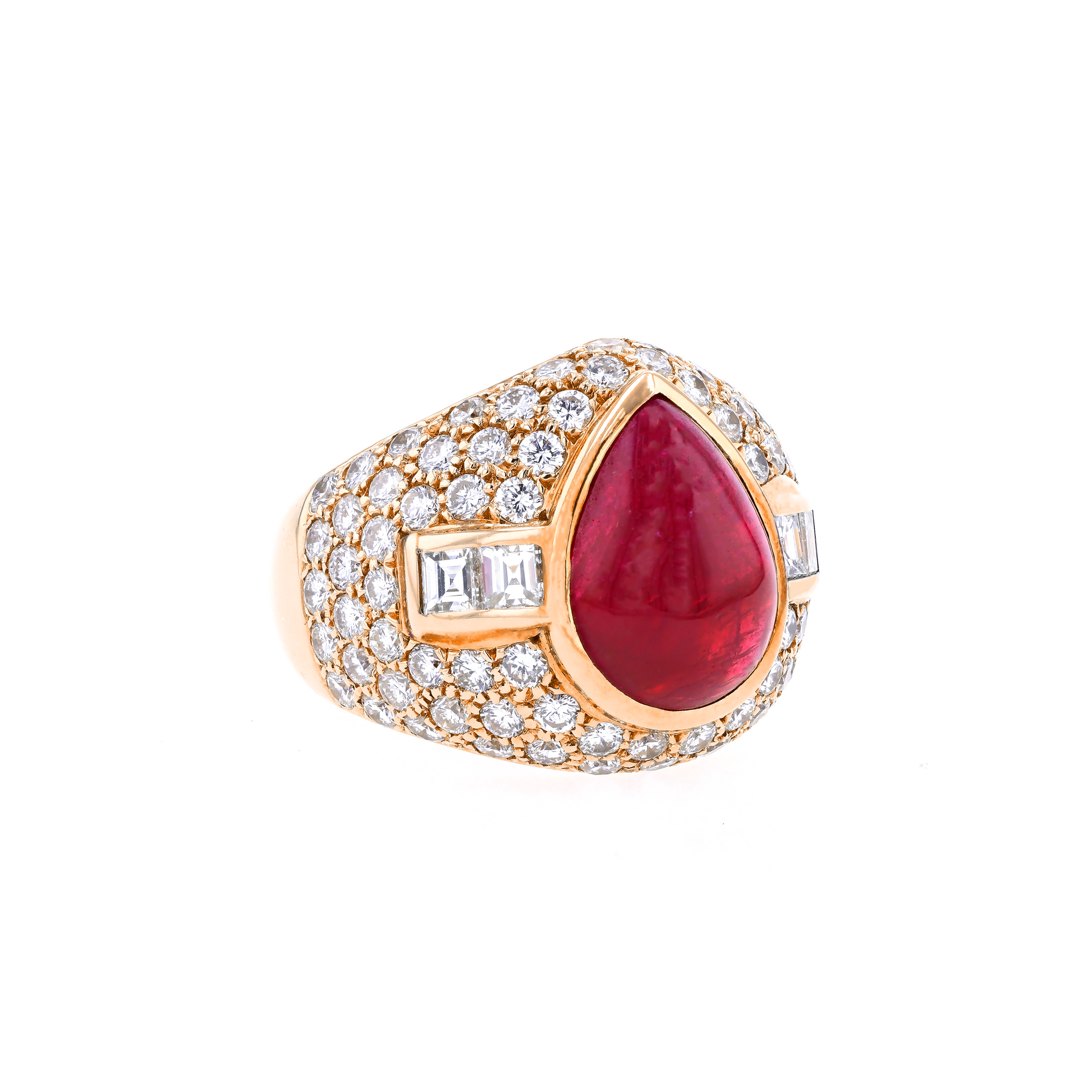 18KG Natural Unheated Red Ruby Diamond Ring