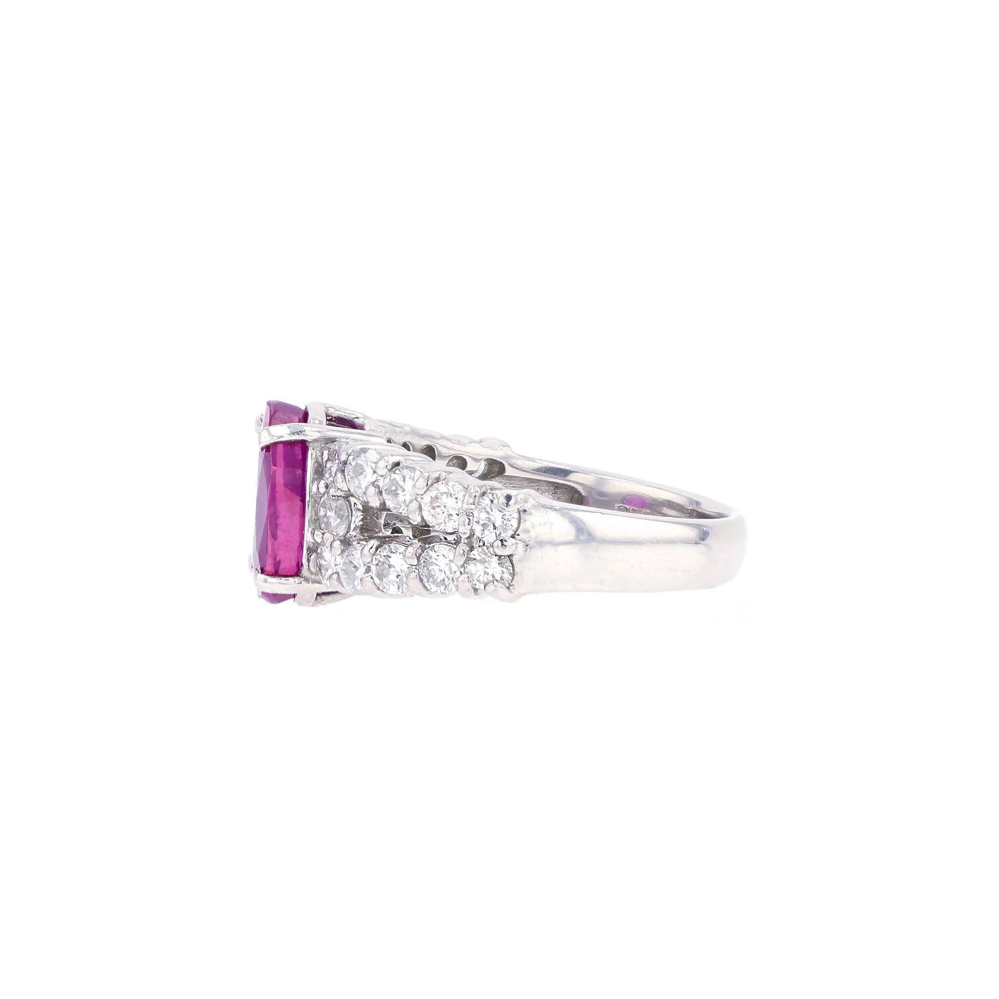 PT900 Natural Unheated Purple-Red Ruby Diamond Ring