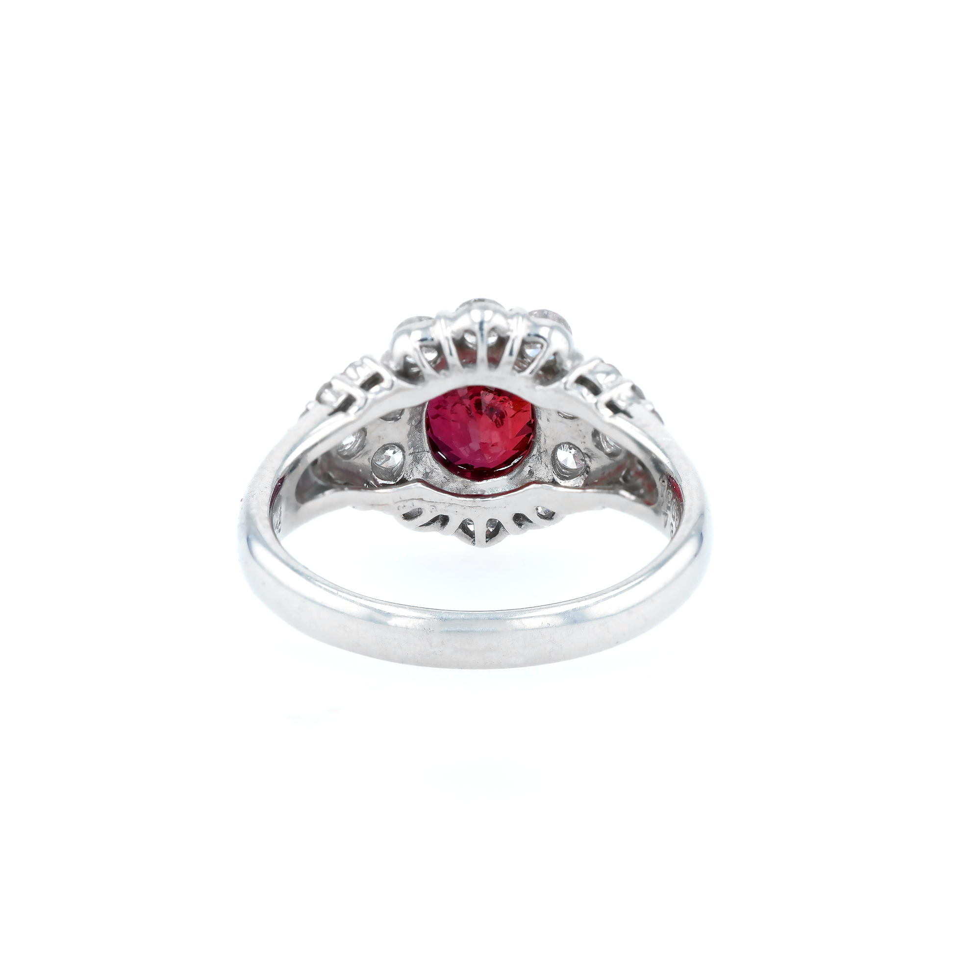 PT900 Natural Unheated Vivid Pigeon's Blood Red Ruby Diamond Ring