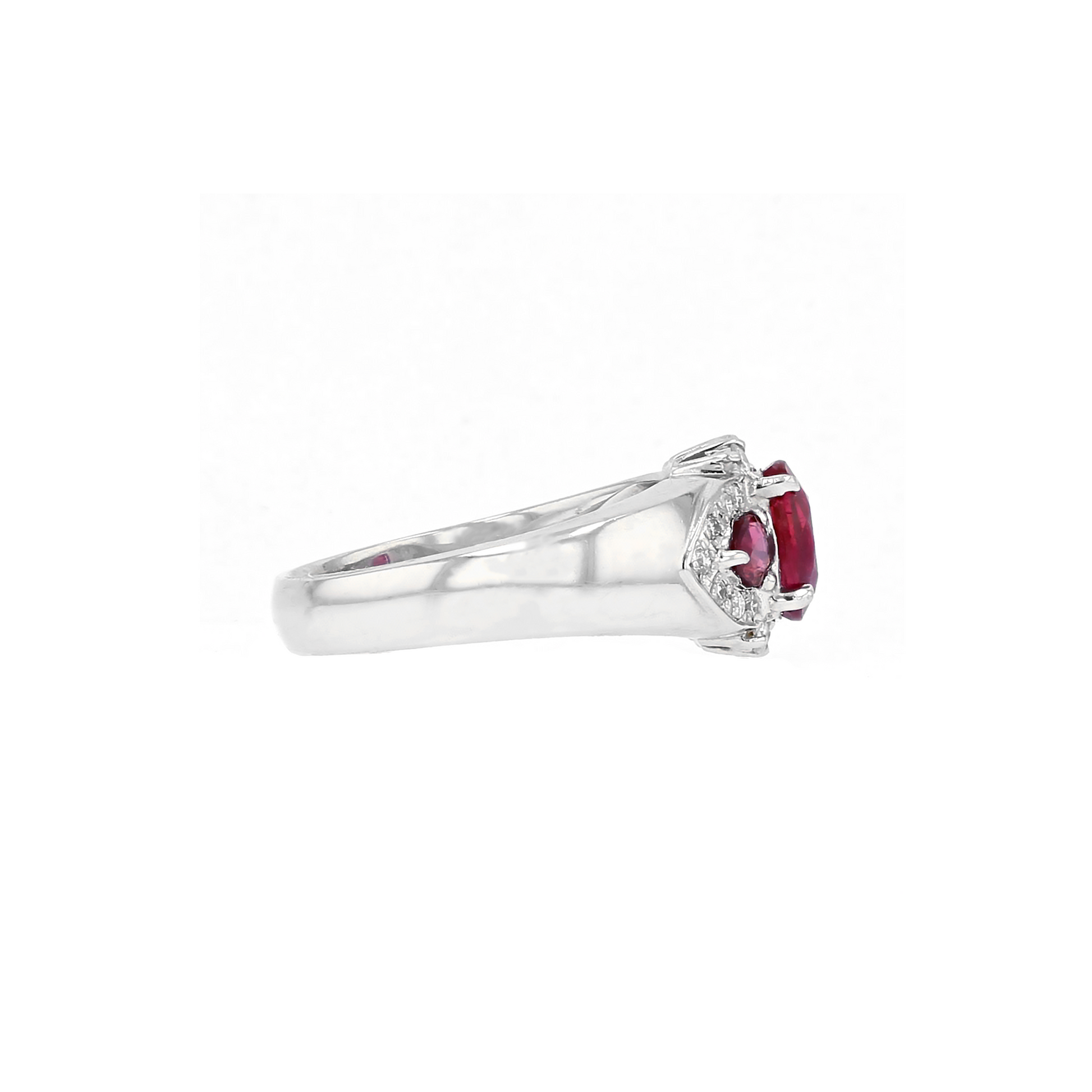 PT900 Natural Unheated Vivid Pigeon's Blood Red Ruby Diamond Ring