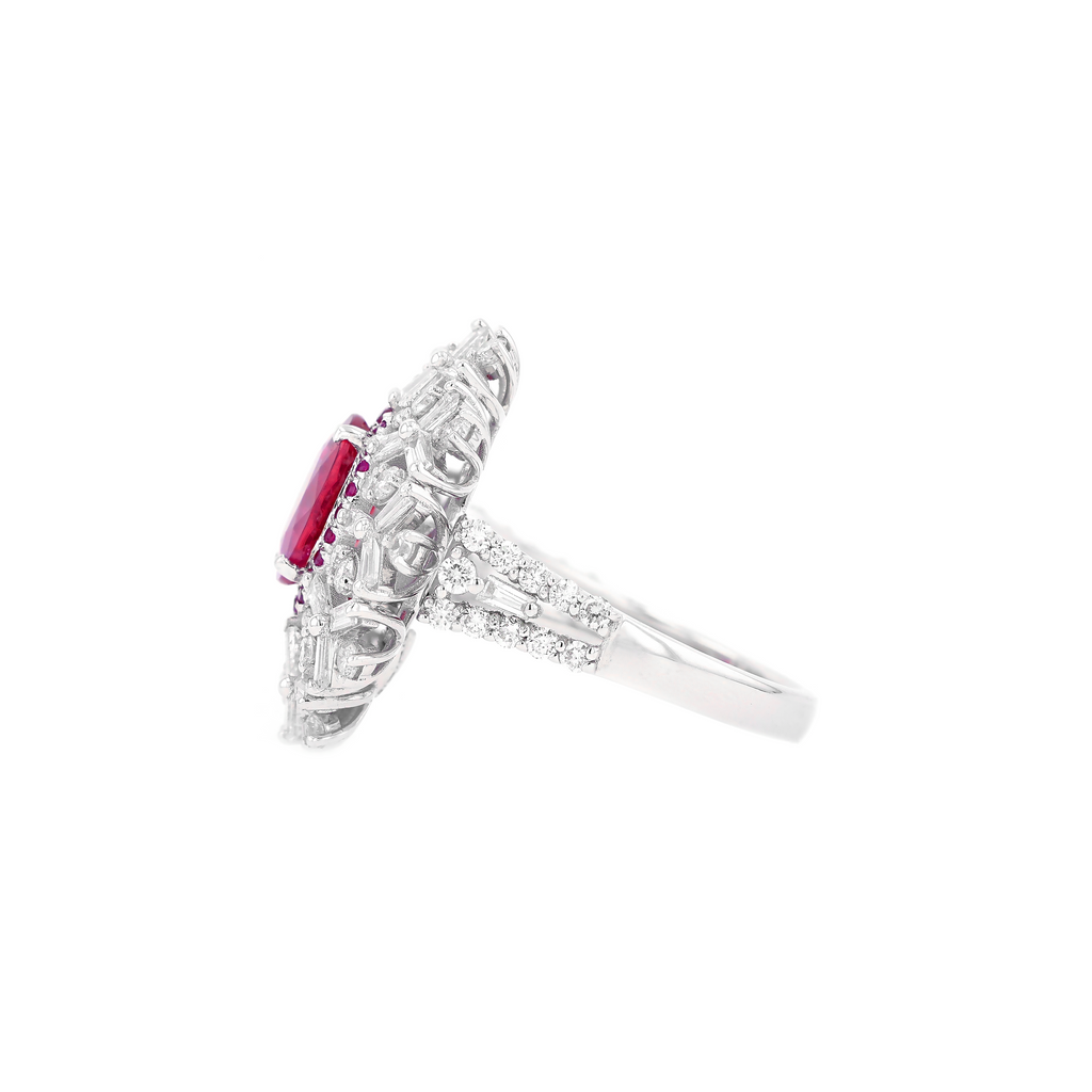 18KG Natural Unheated Red Ruby Diamond Ring/Pendant