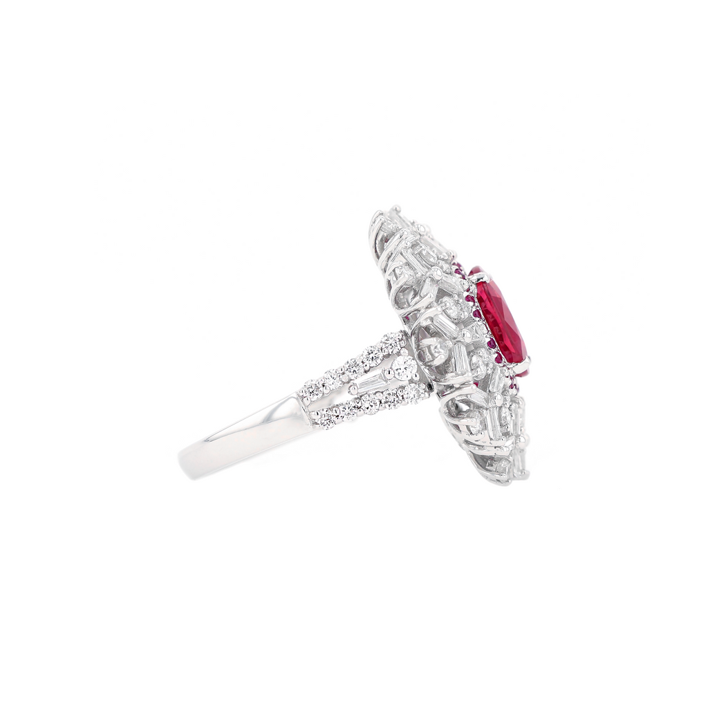 18KG Natural Unheated Red Ruby Diamond Ring/Pendant