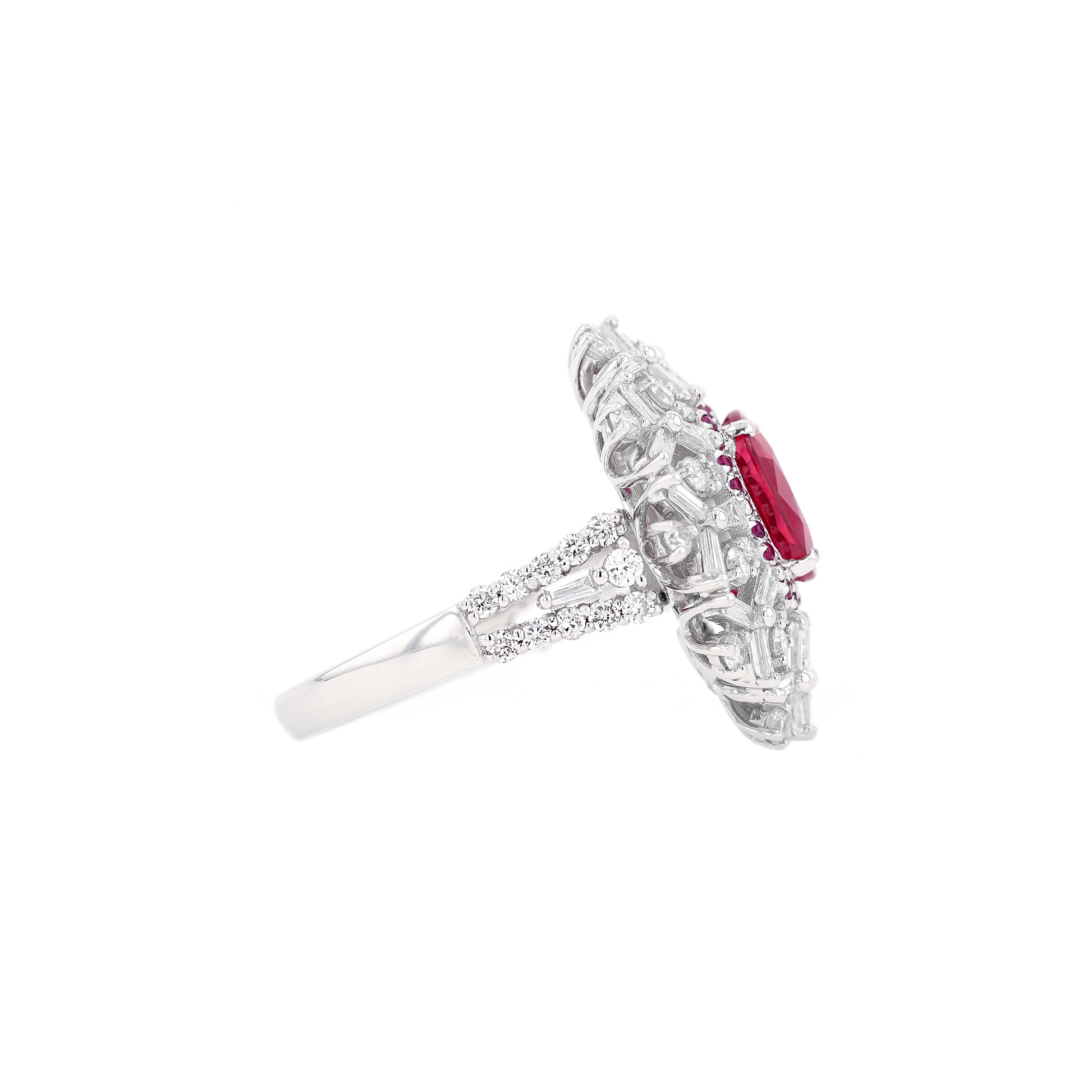 18KG Natural Unheated Red Ruby Diamond Ring/Pendant