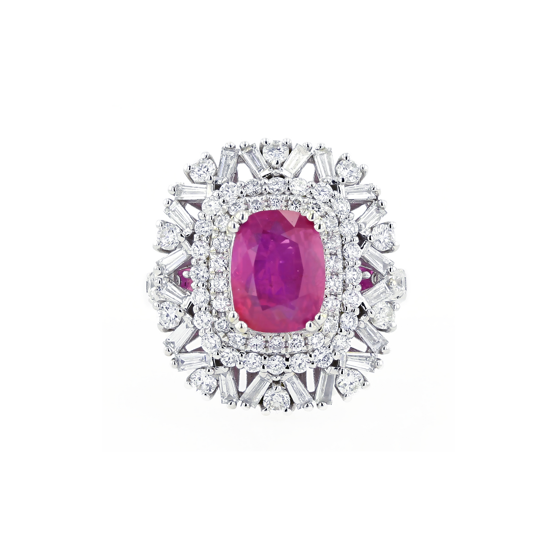 18KG Natural Unheated Pinkish Red Ruby Diamond Ring/ Pendant