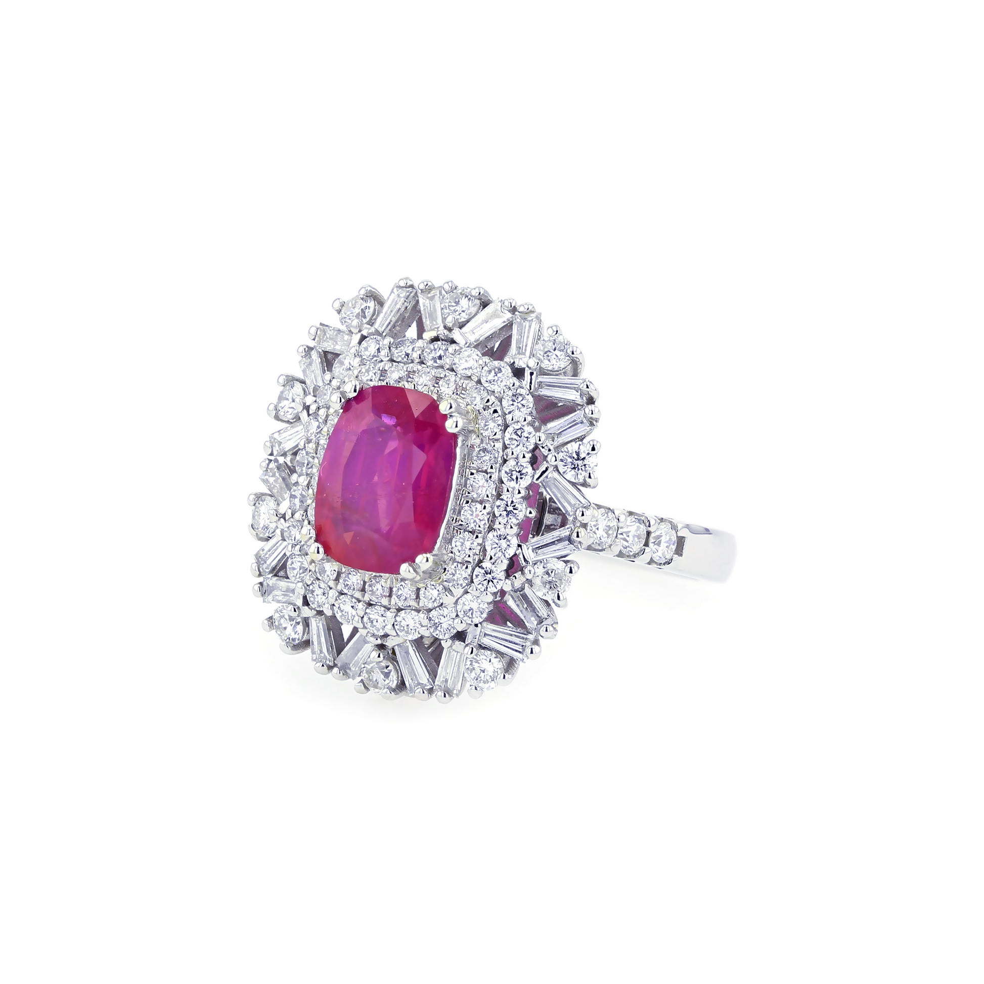 18KG Natural Unheated Pinkish Red Ruby Diamond Ring/ Pendant