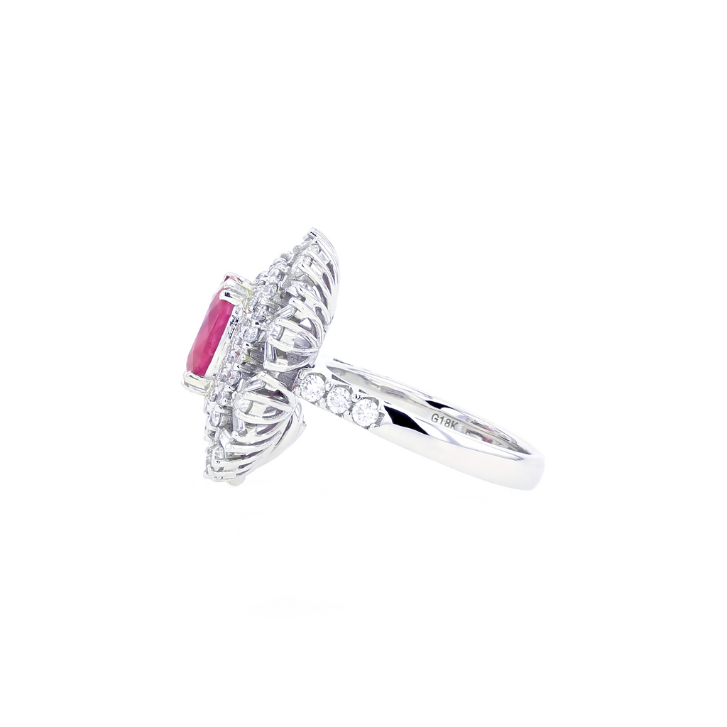18KG Natural Unheated Pinkish Red Ruby Diamond Ring/ Pendant