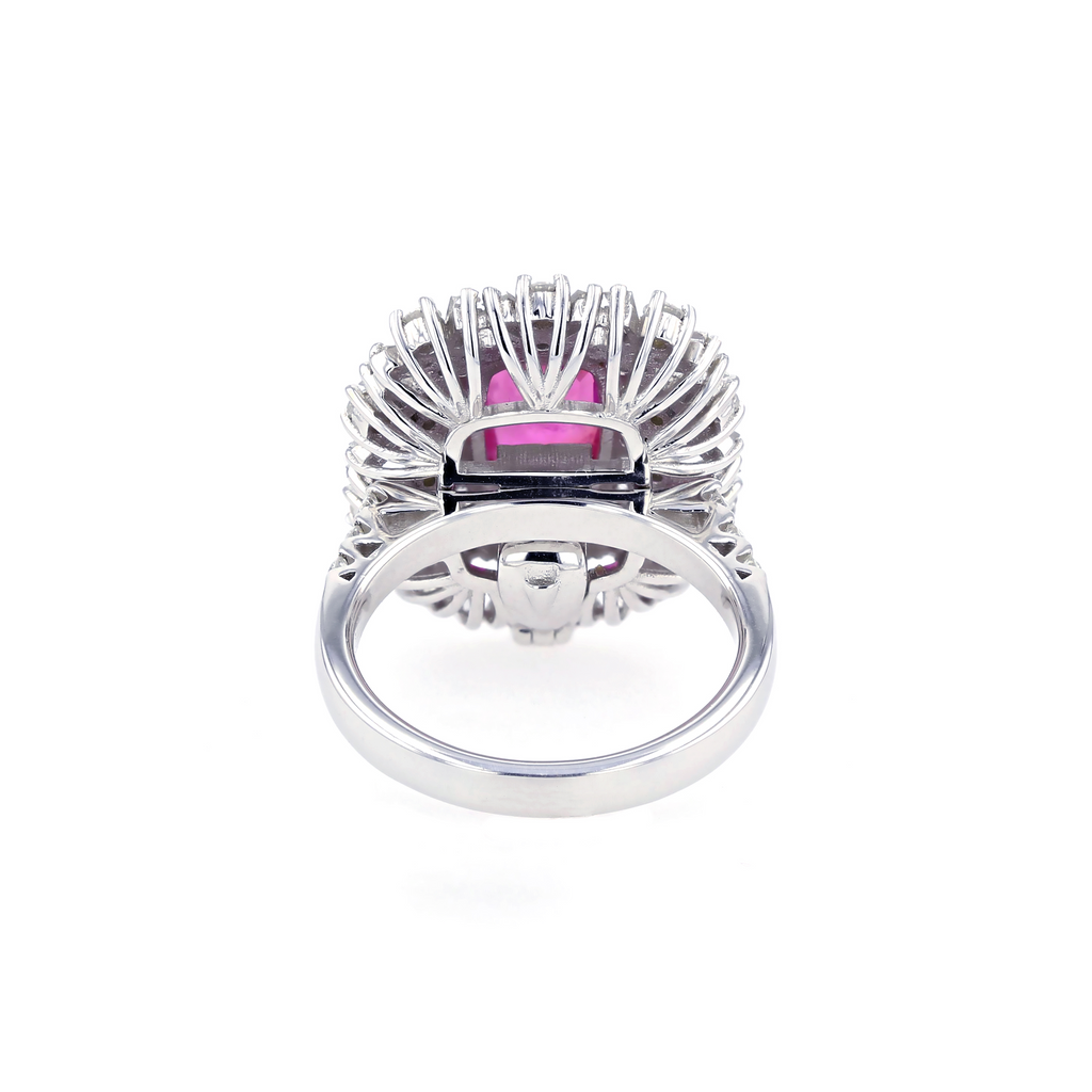 18KG Natural Unheated Pinkish Red Ruby Diamond Ring/ Pendant