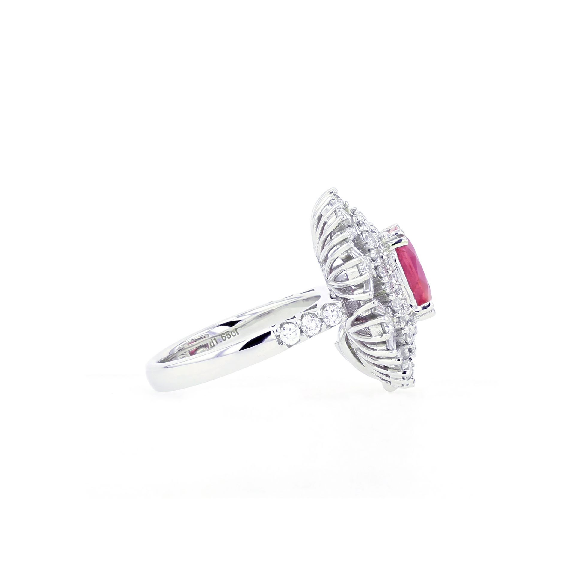 18KG Natural Unheated Pinkish Red Ruby Diamond Ring/ Pendant