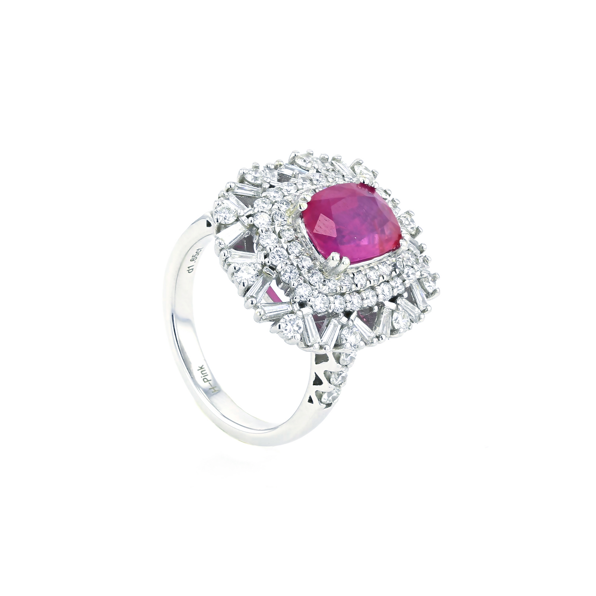 18KG Natural Unheated Pinkish Red Ruby Diamond Ring/ Pendant
