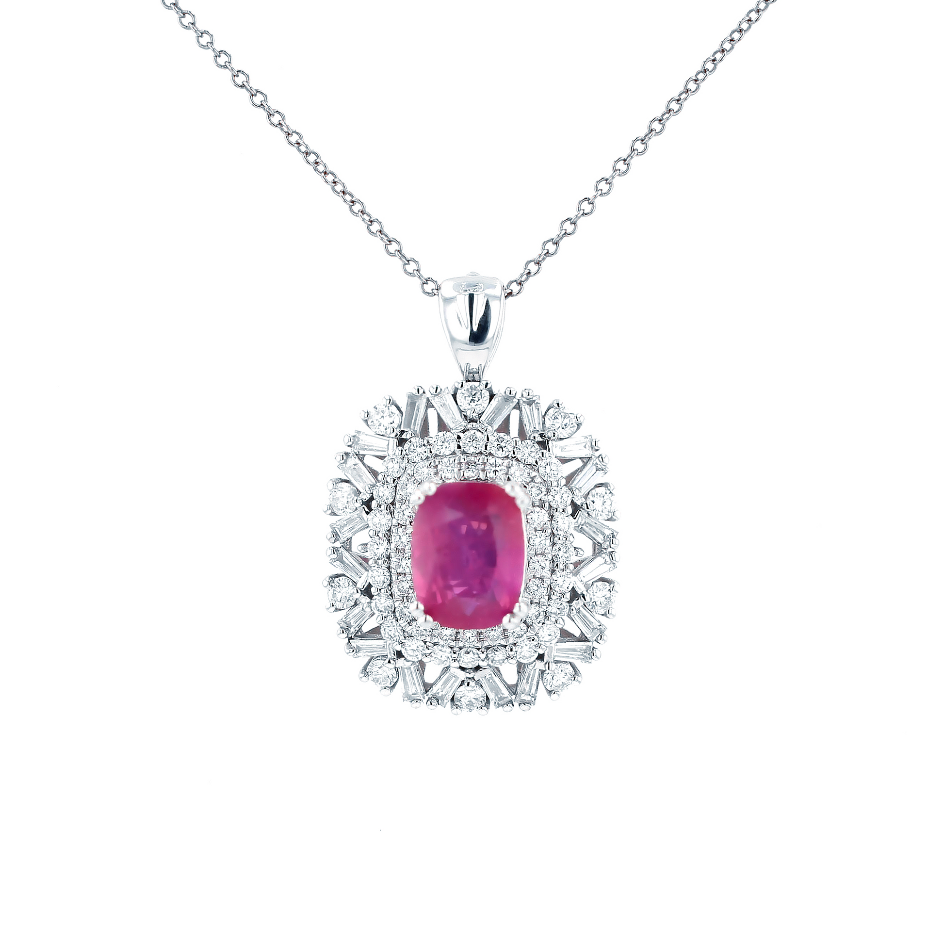 18KG Natural Unheated Pinkish Red Ruby Diamond Ring/ Pendant