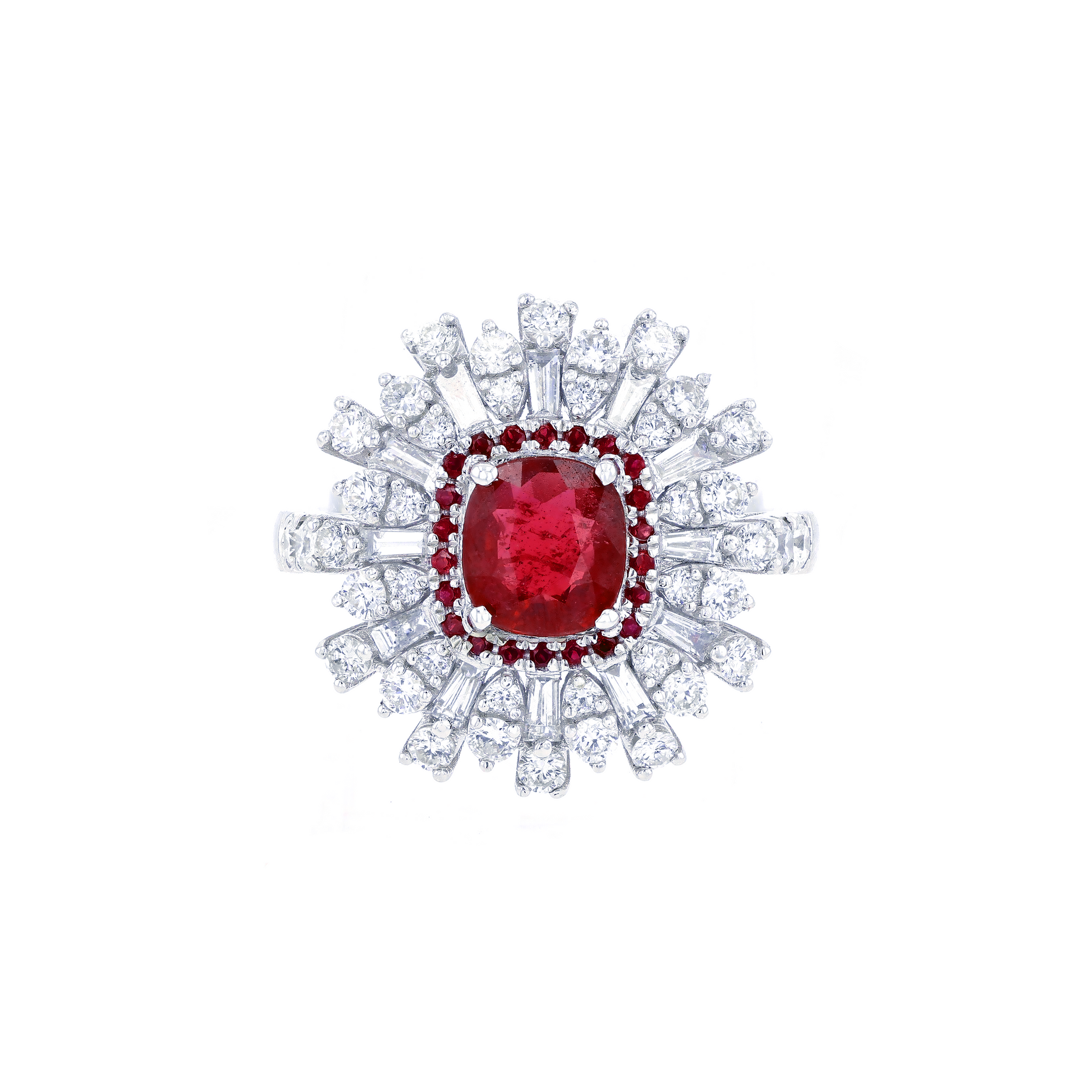 18KG Natural Unheated Red Ruby Diamond Ring