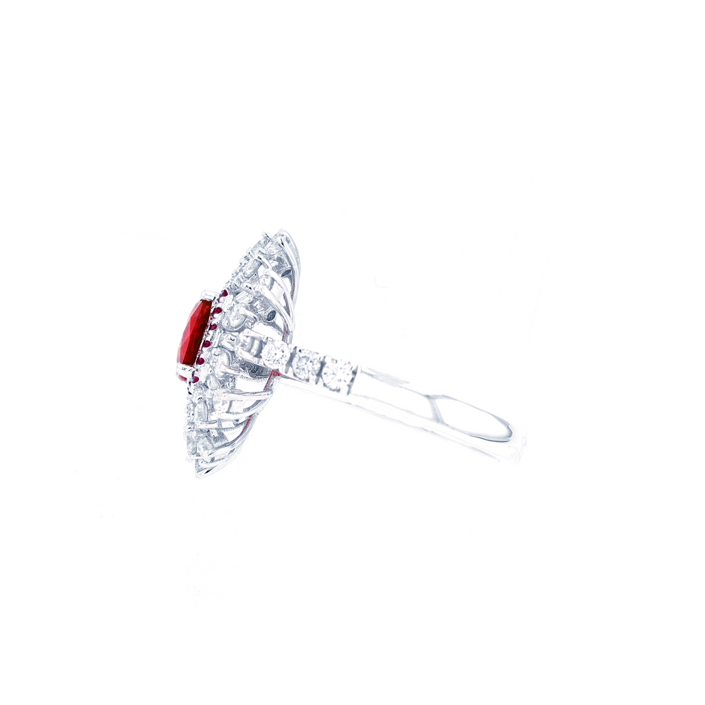 18KG Natural Unheated Red Ruby Diamond Ring